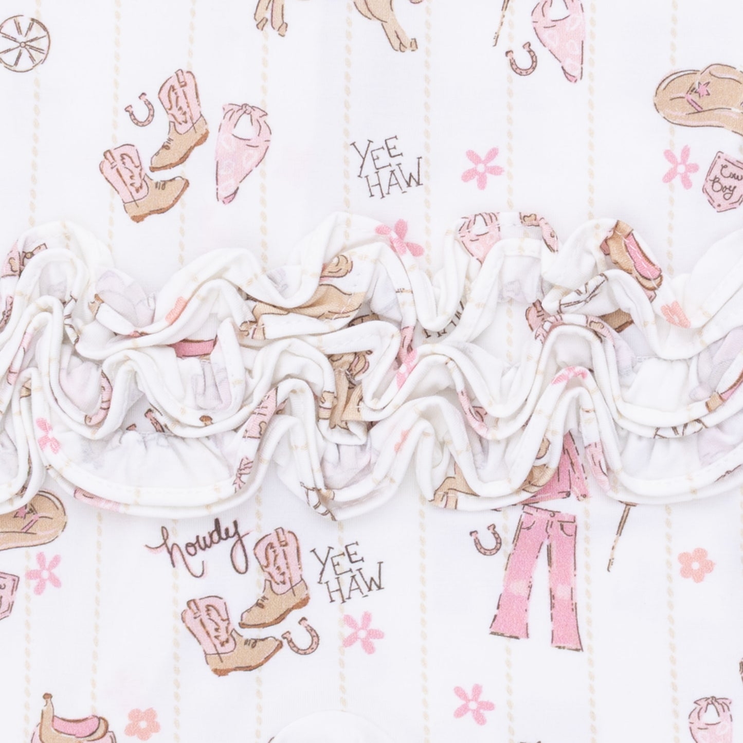 Cowgirl Nursery - 2 Way Ruffle Front Zipper Footie
