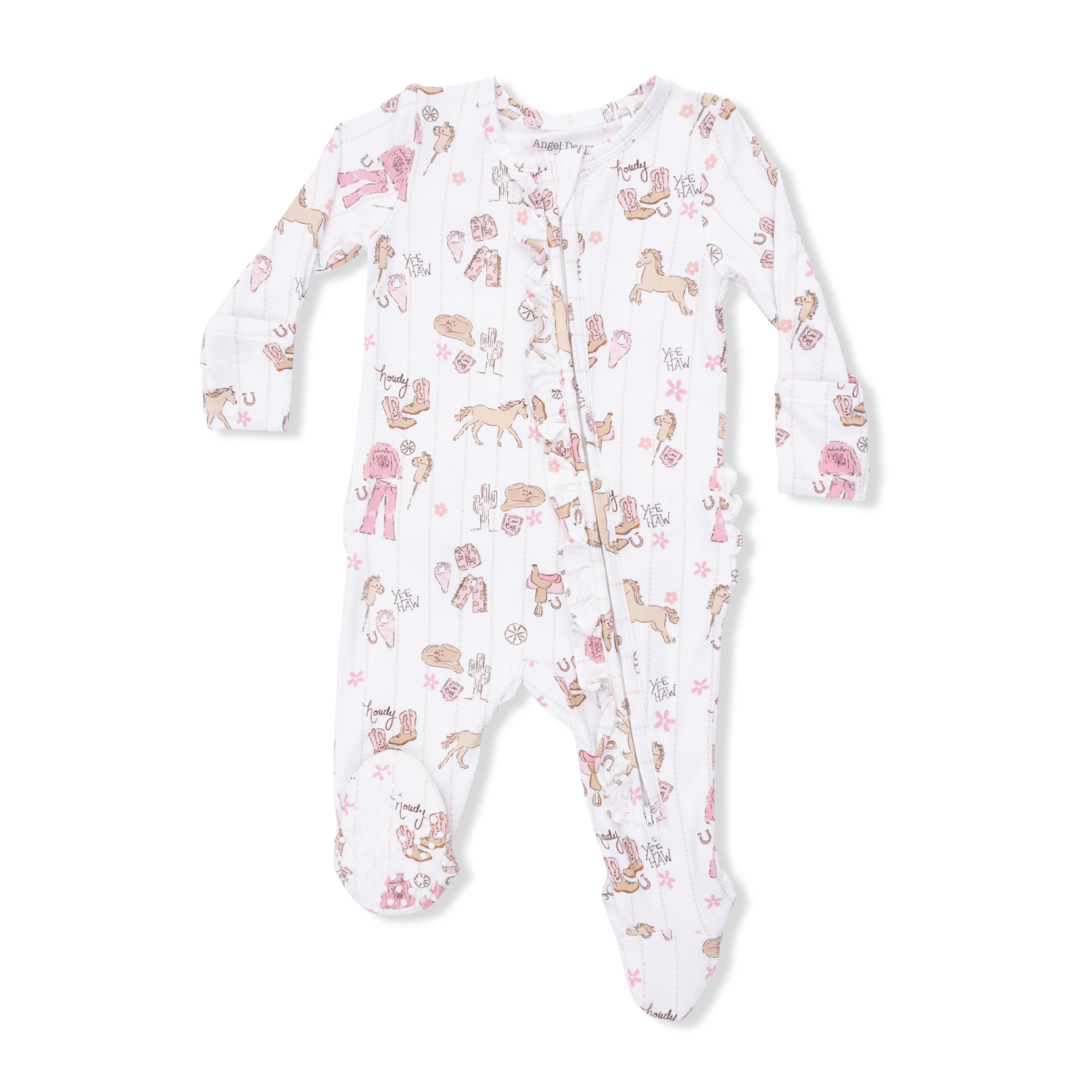 Cowgirl Nursery - 2 Way Ruffle Front Zipper Footie-Angel Dear