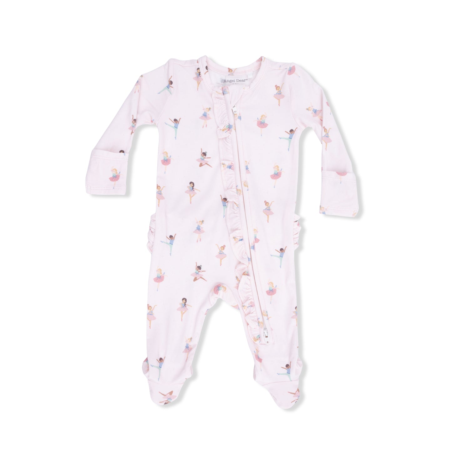 Petite Ballet  - 2 Way Ruffle Front Zipper Footie-Angel Dear