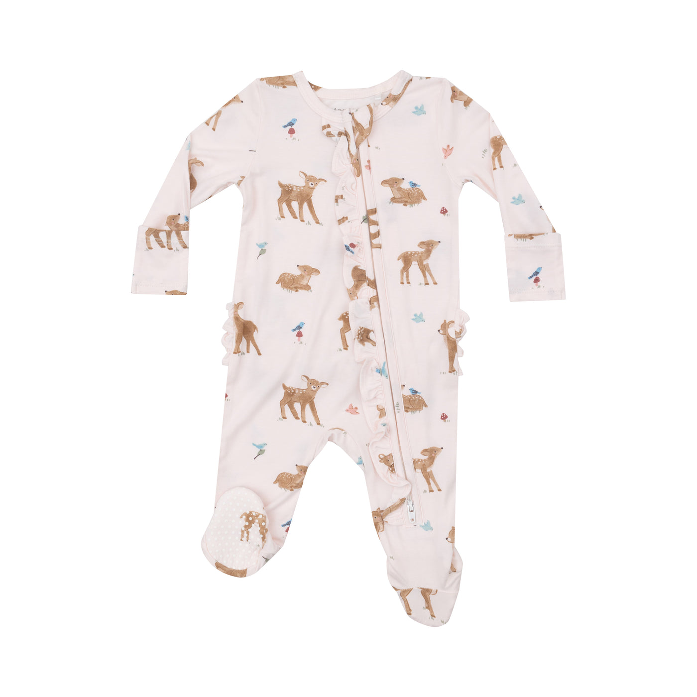 2 Way Ruffle Zipper Footie - Soft Deer-Angel Dear