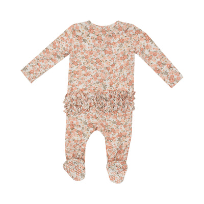 2 Way Ruffle Zipper Footie - Sweet Rose Calico-Angel Dear