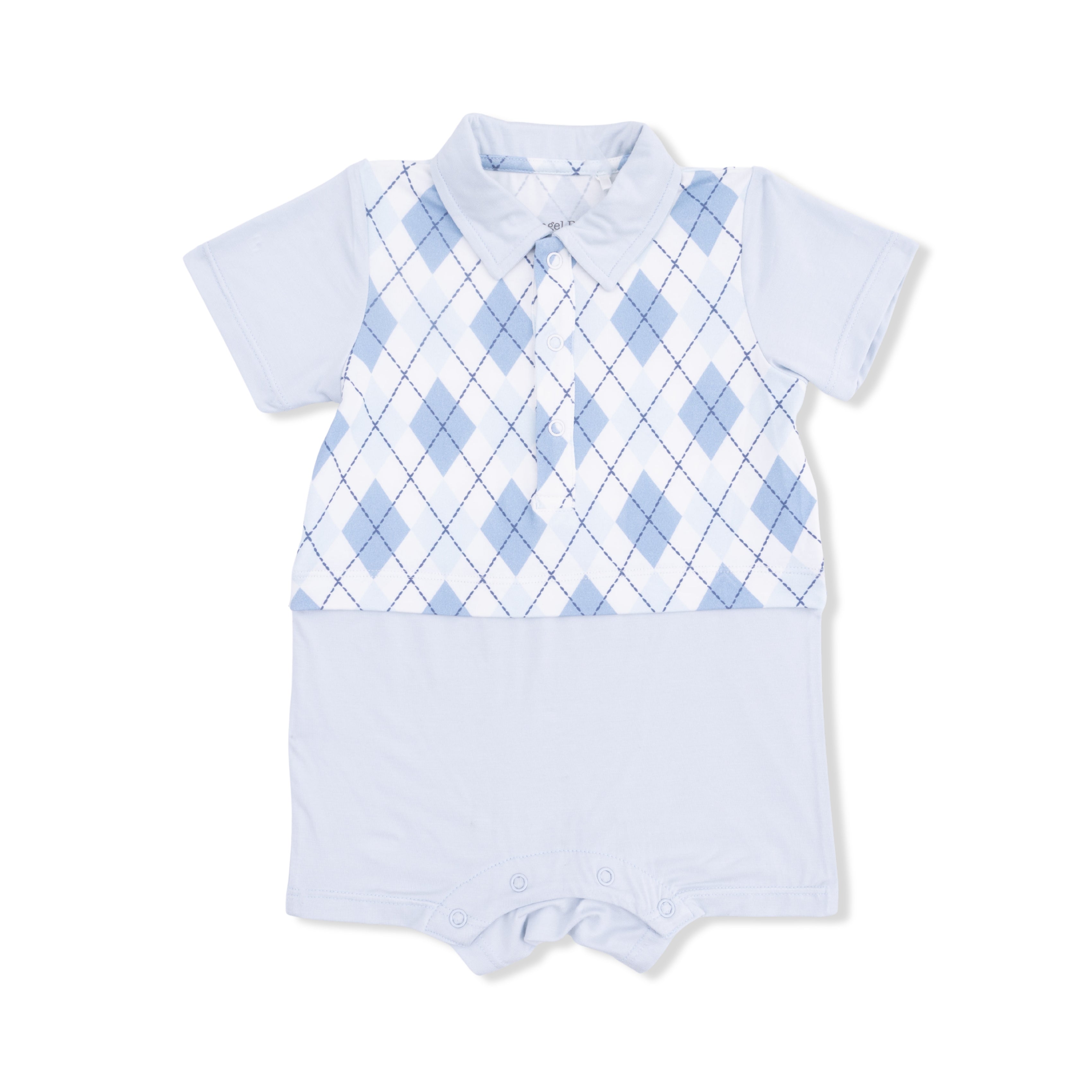 Blue Argyle - Short Playsuit-Angel Dear
