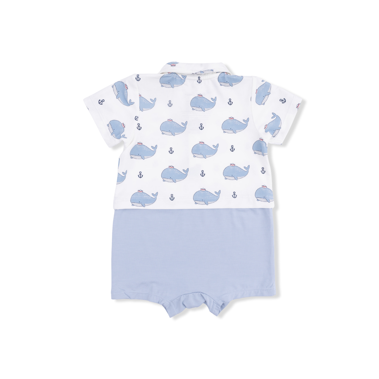Bubbly Sailor Whales Blue - Short Playsuit-Angel Dear
