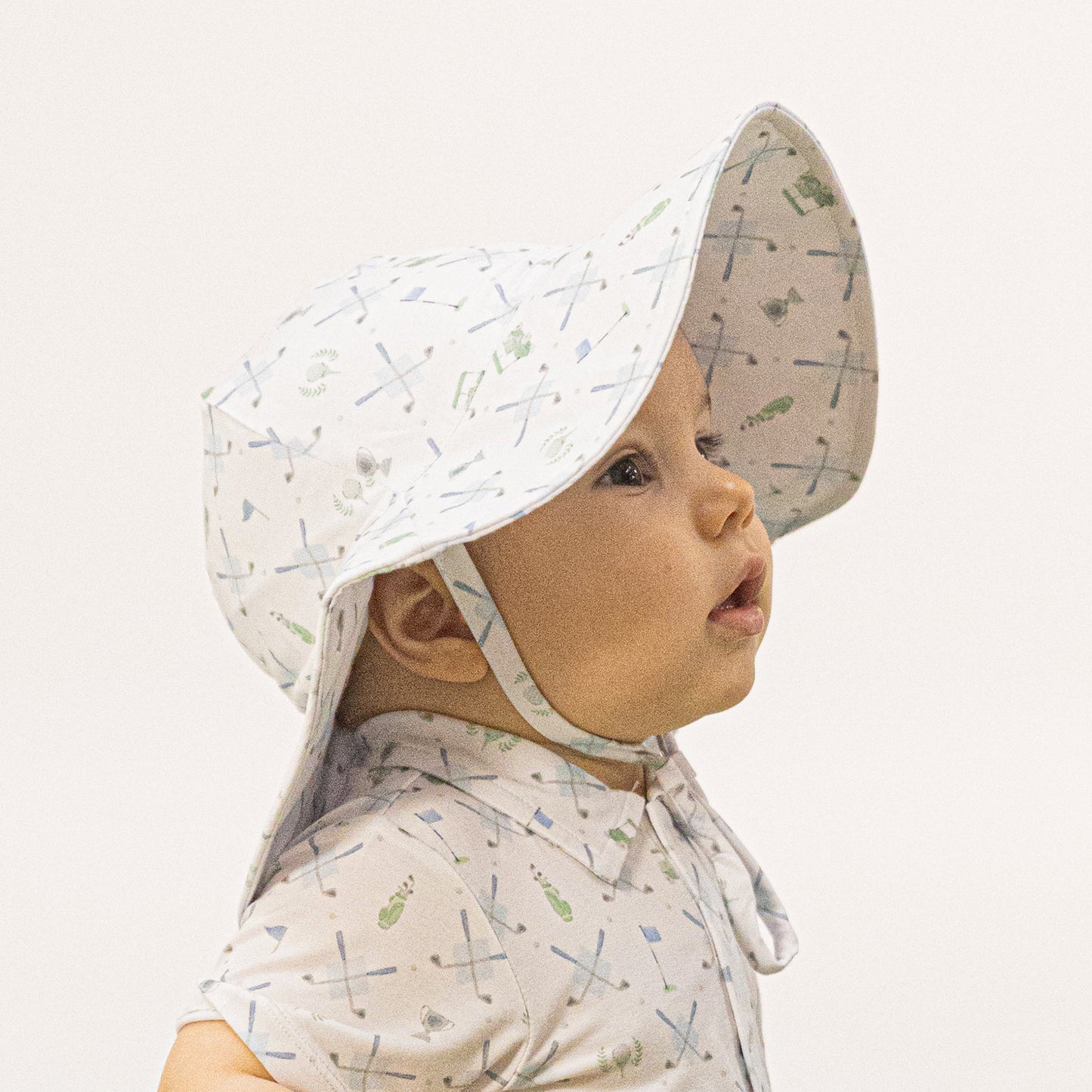 Golf Trellis Blue - Wide Brim Sun Hat-Angel Dear