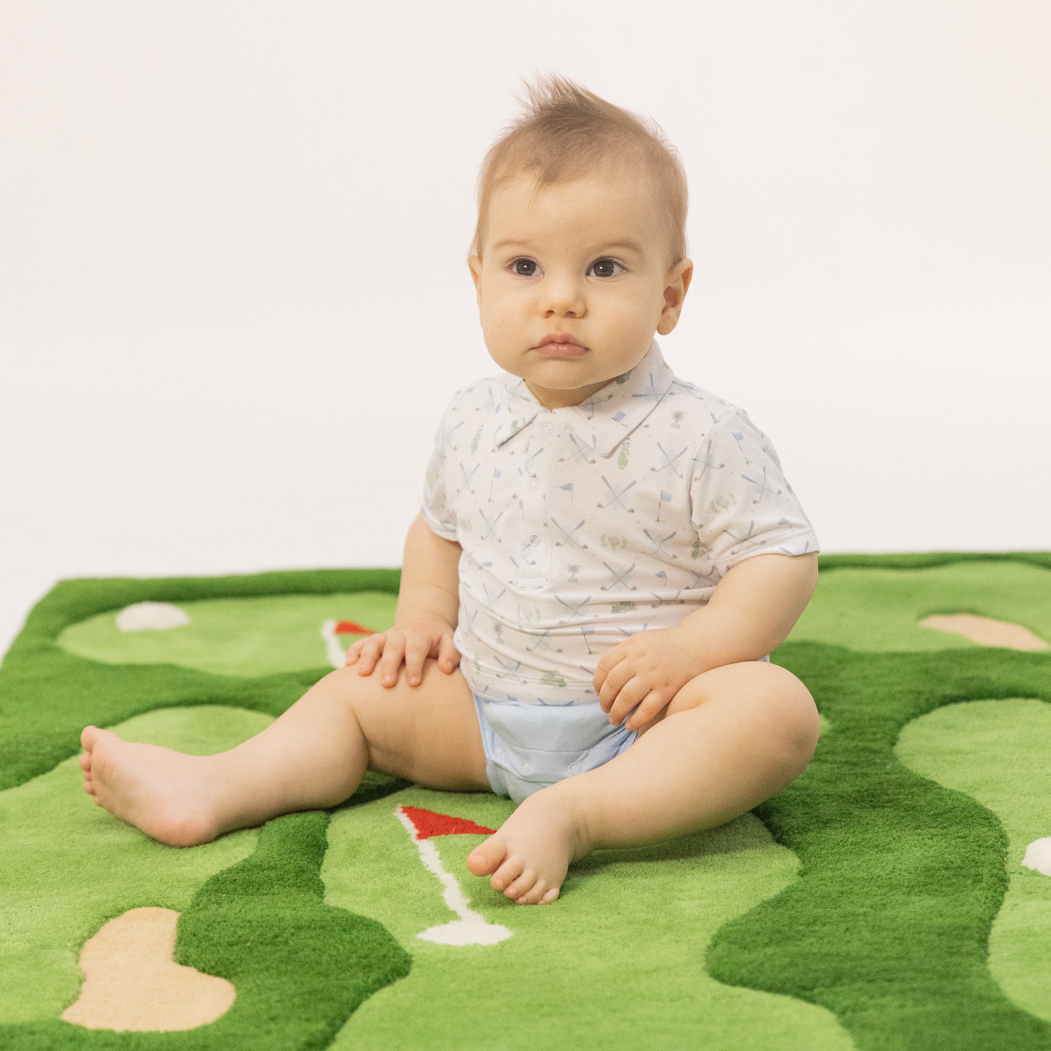 Golf Trellis Blue - Short Playsuit-Angel Dear