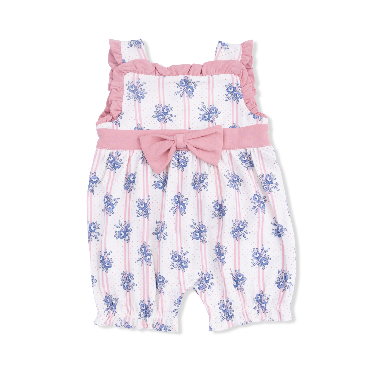 Stripe Dot Roses - Bow Playsuit-Angel Dear