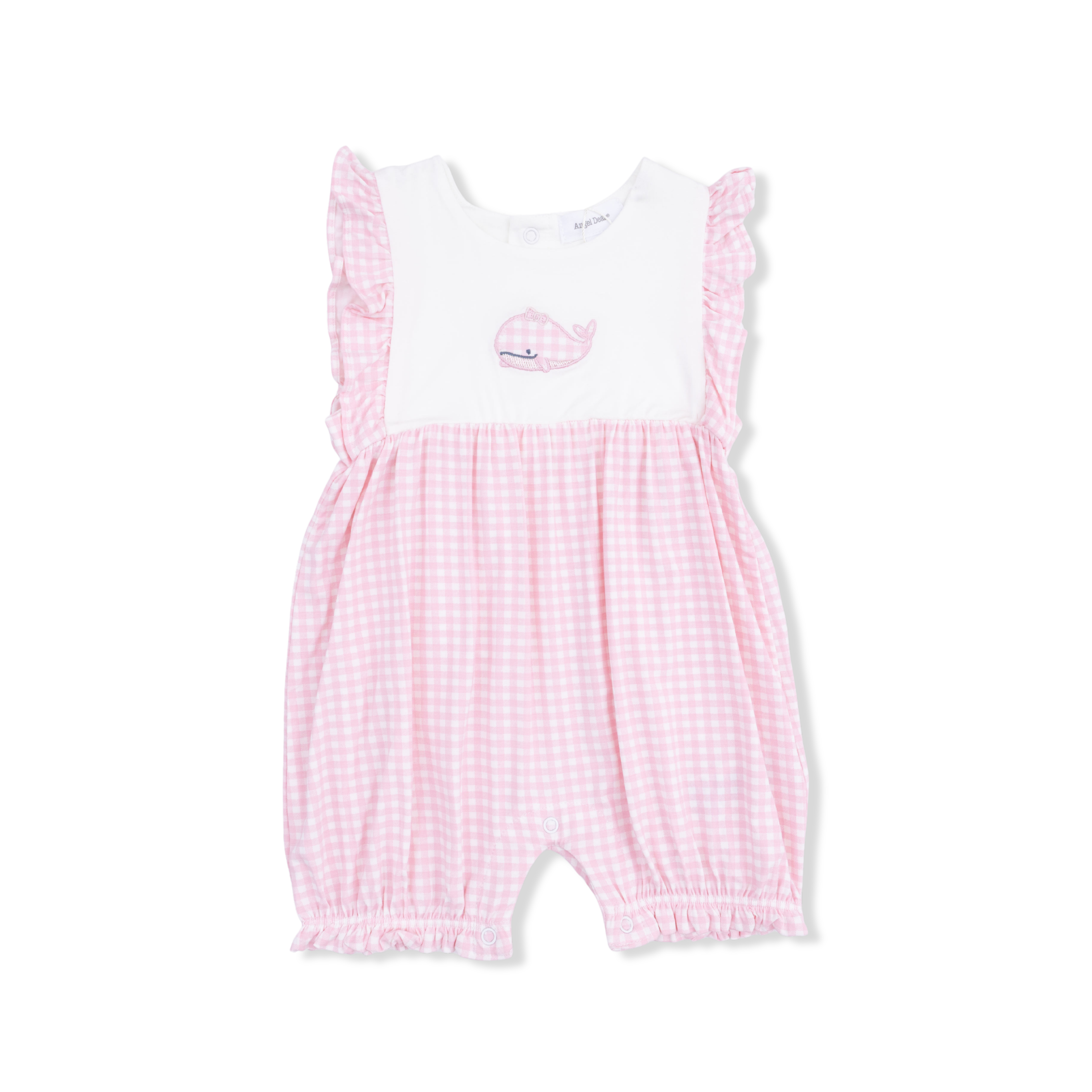 Bubbly Whale with Bow  Pink - Ruffle Playsuit-Angel Dear
