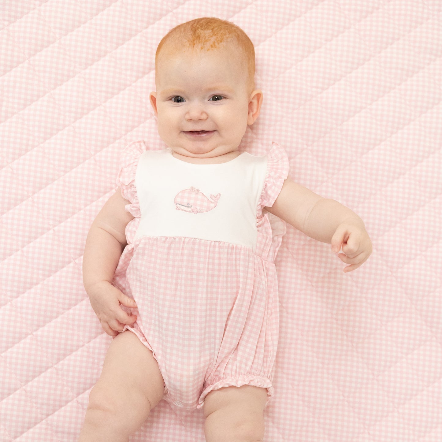 Bubbly Whale with Bow  Pink - Ruffle Playsuit