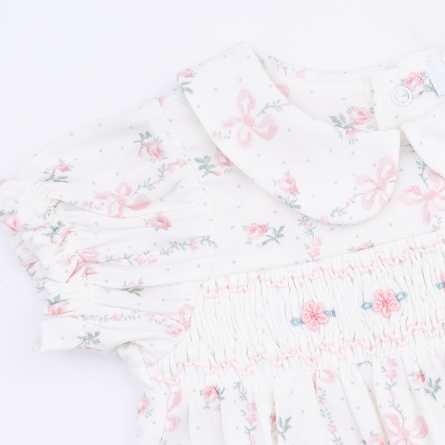 Dainty Buds and Bows - Smocked Dress Set and Headband