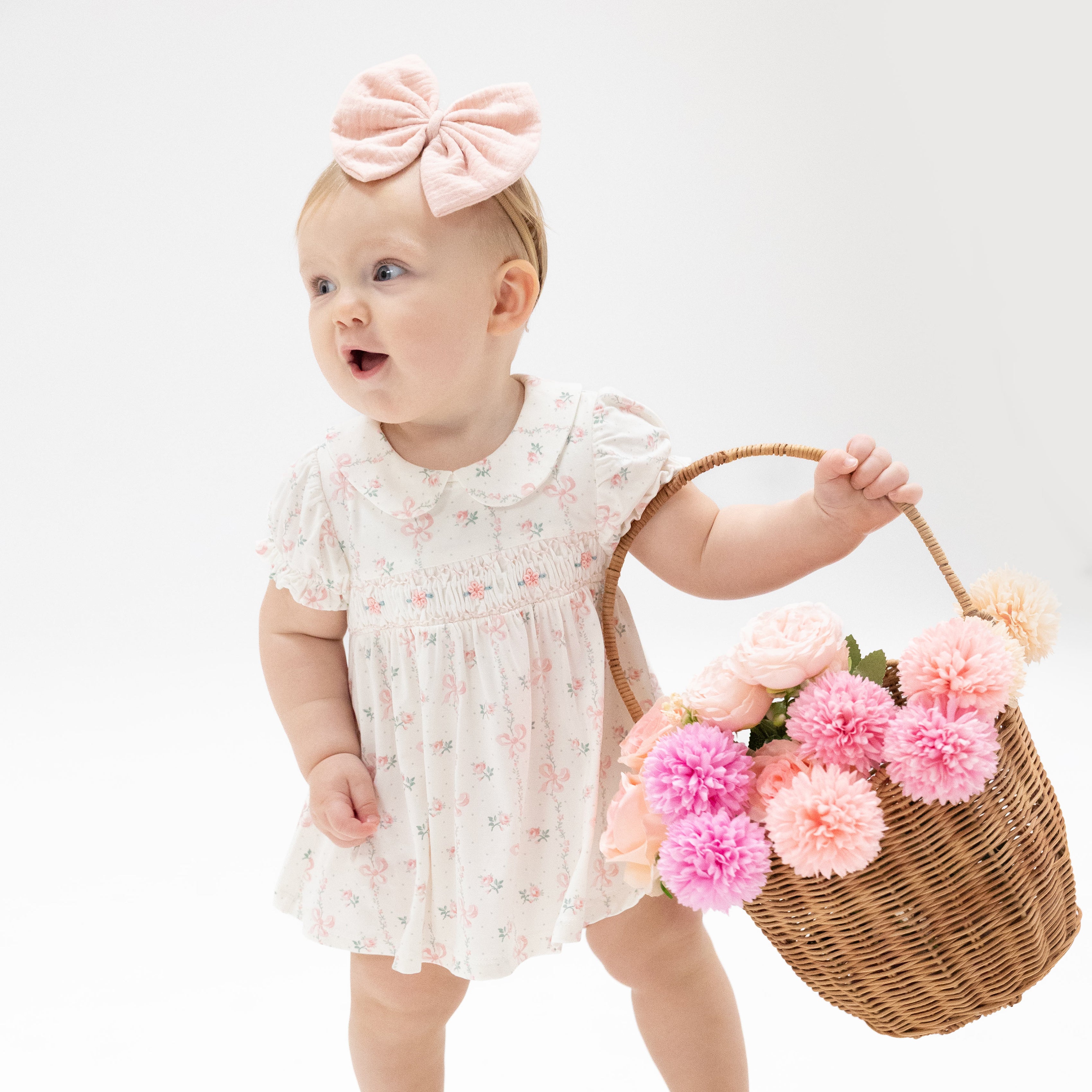 Dainty Buds and Bows - Smocked Dress Set-Angel Dear