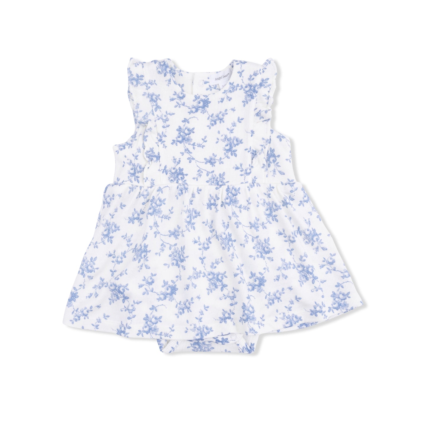 Baby Blue Vines Floral - Ruffle Bodysuit Dress-Angel Dear