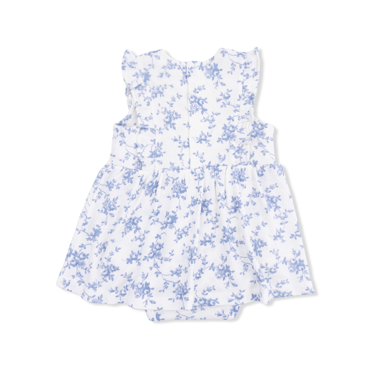 Baby Blue Vines Floral - Ruffle Bodysuit Dress-Angel Dear