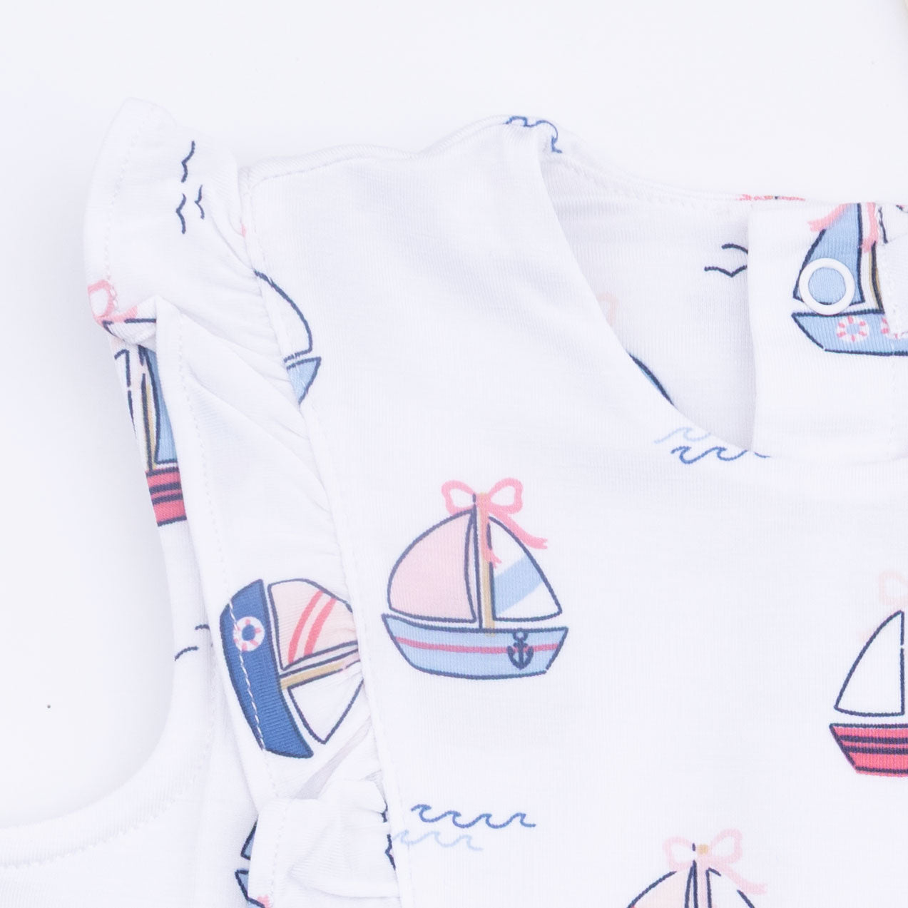 Bubbly Sailboats Pink - Ruffle Bodysuit Dress