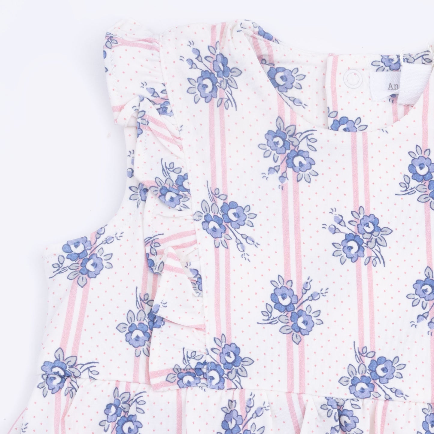 Stripe Dot Roses - Ruffle Bodysuit Dress