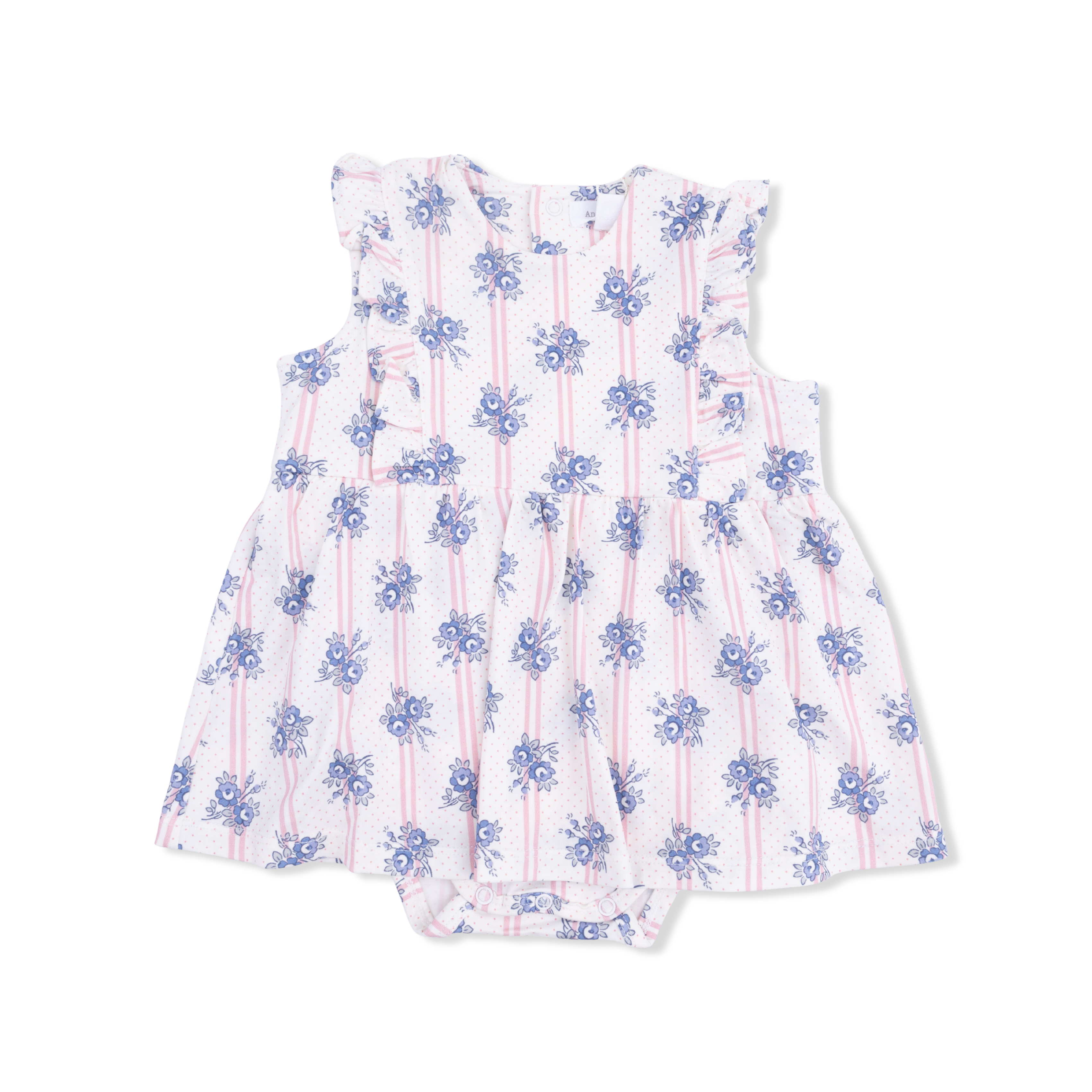 Stripe Dot Roses - Ruffle Bodysuit Dress-Angel Dear