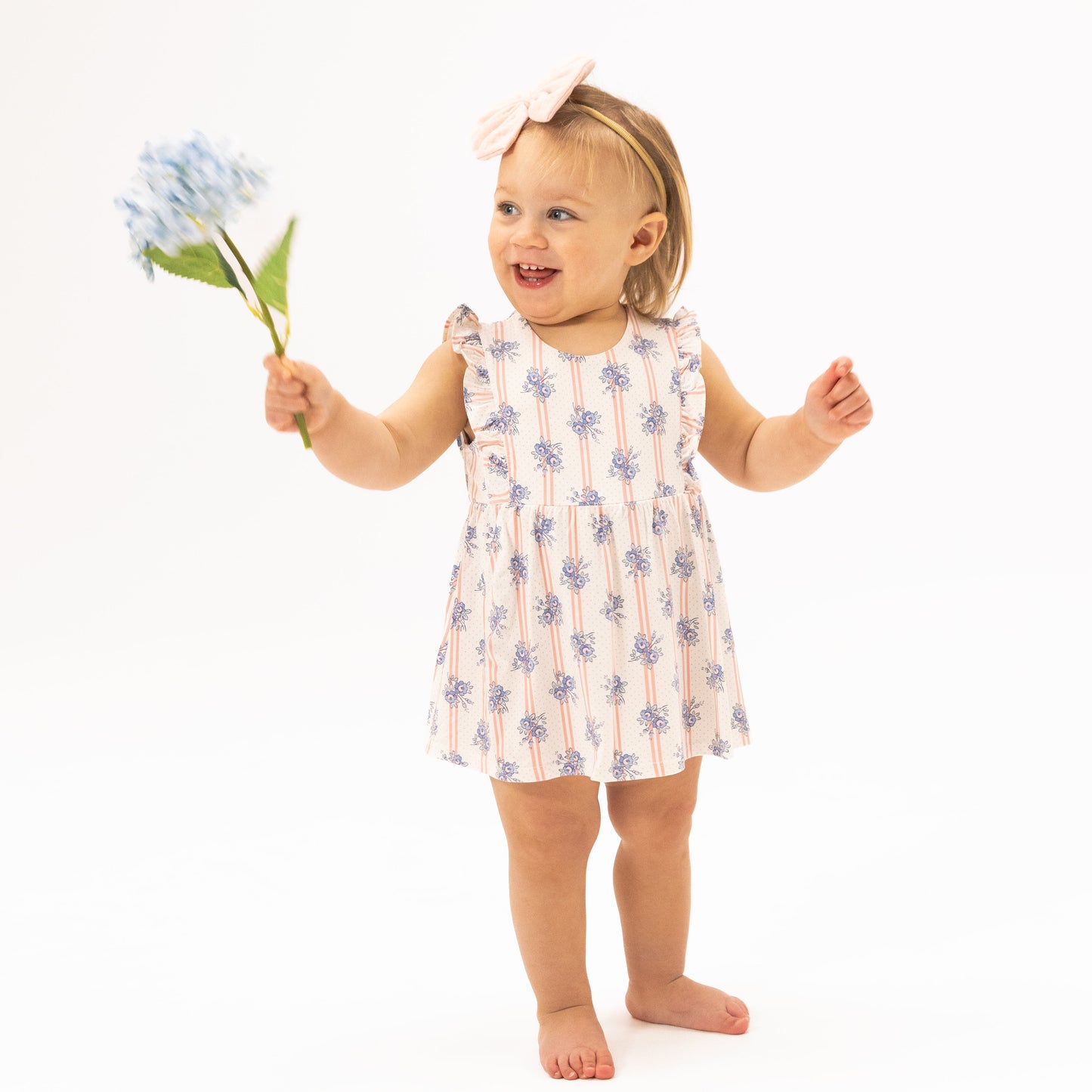 Stripe Dot Roses - Ruffle Bodysuit Dress-Angel Dear