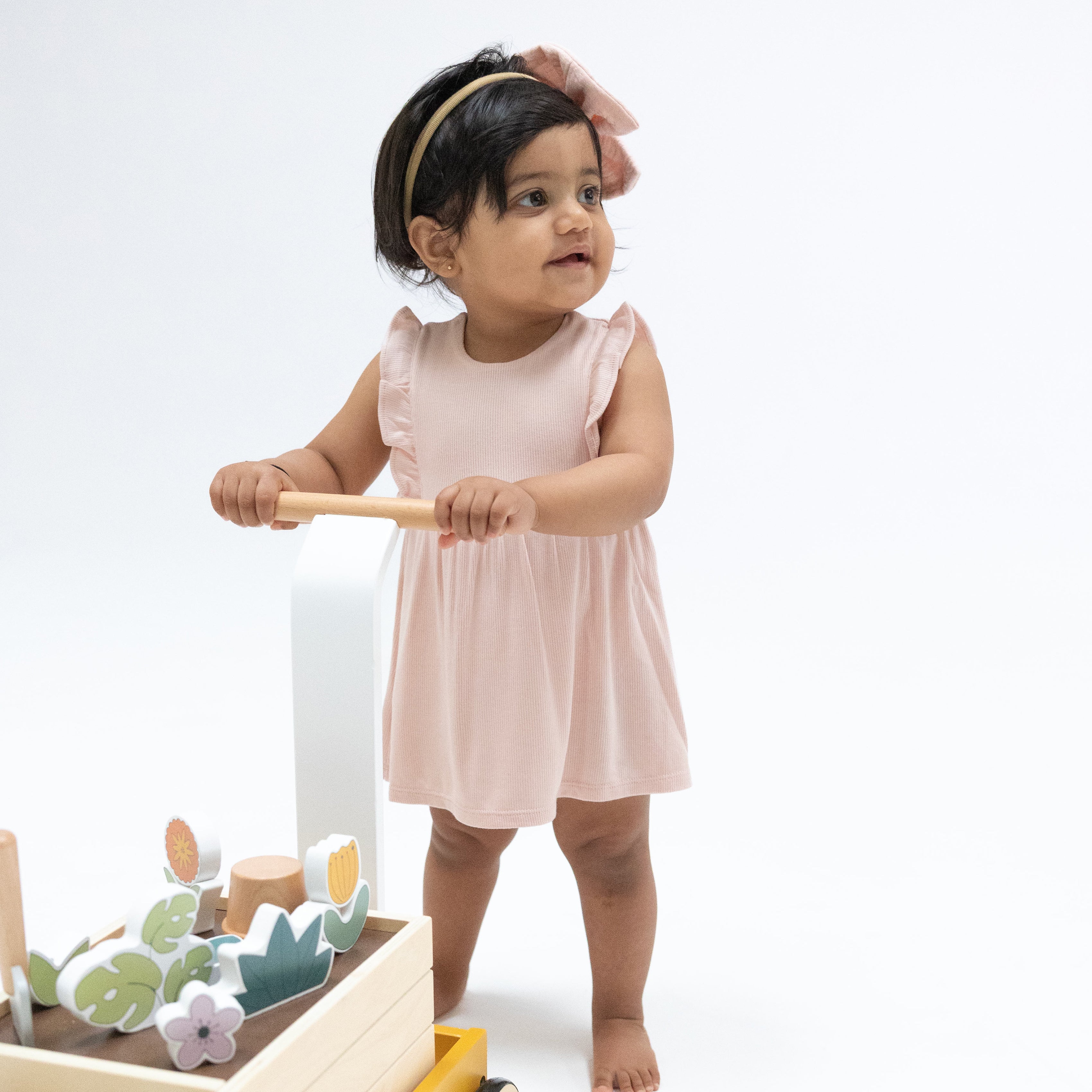 Solid Veiled Pink - Ruffle Bodysuit Dress-Angel Dear