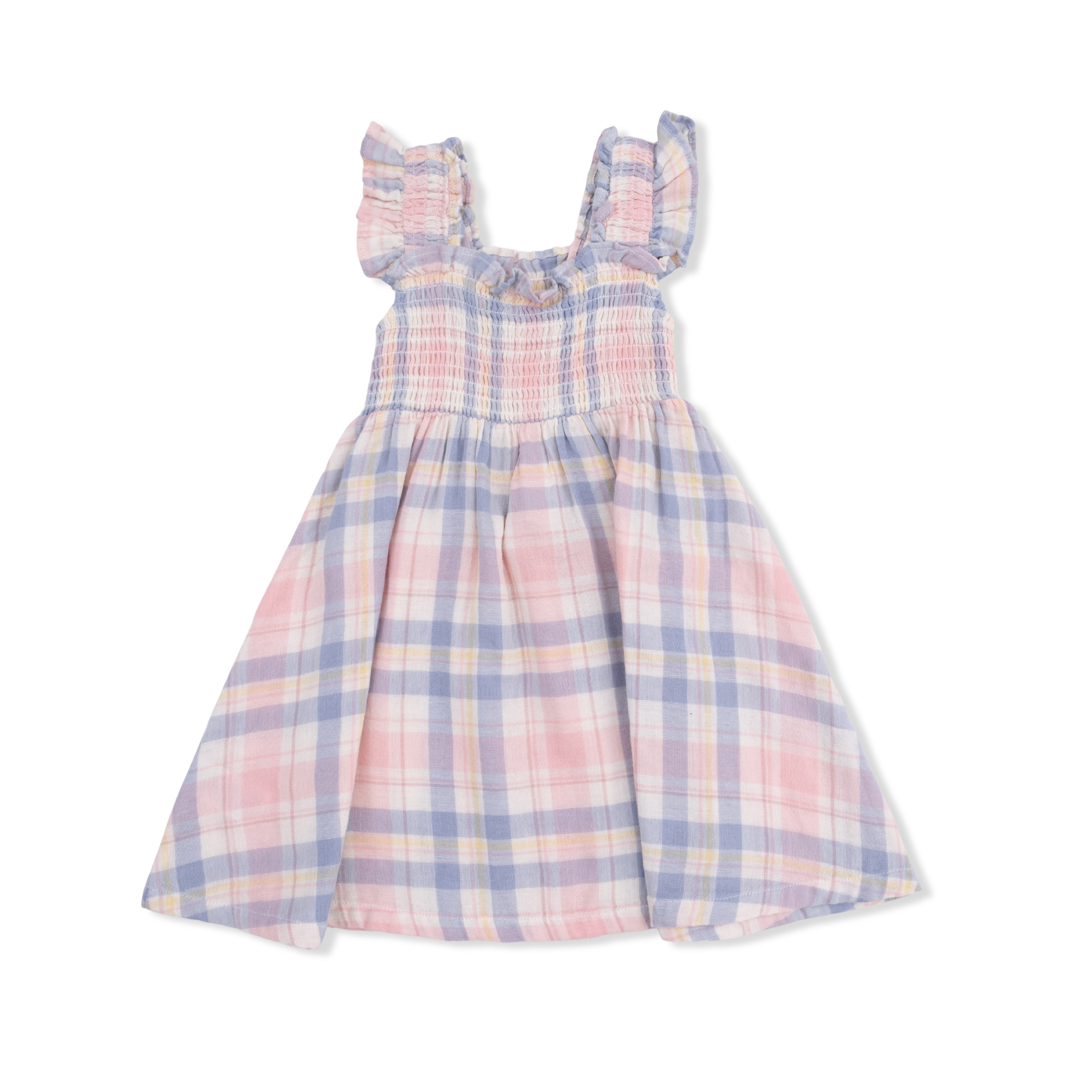 Dusty Plaid - Smocked Sundress with Bloomer-Angel Dear