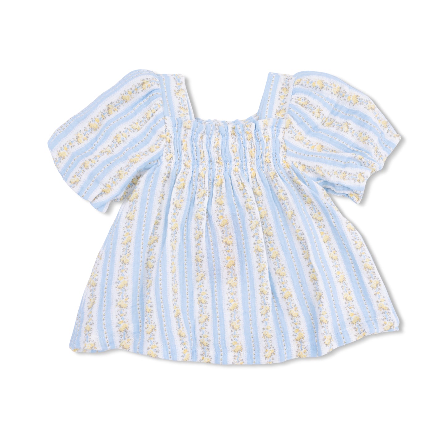 Odalys  Floral Stripe - Puff Sleeve Baby Doll Dress and Bloomer-Angel Dear