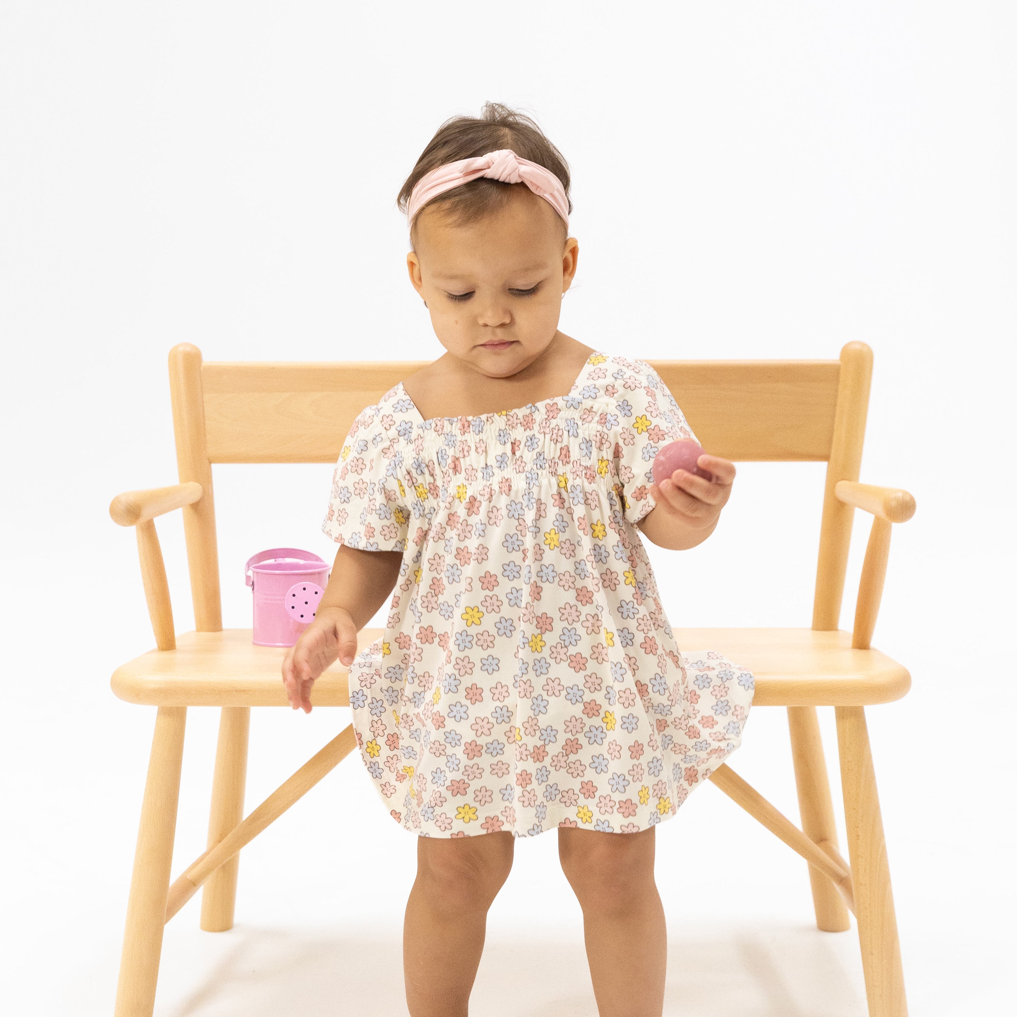 Sarah Floral - Puff Sleeve Baby Doll Dress and Bloomer-Angel Dear