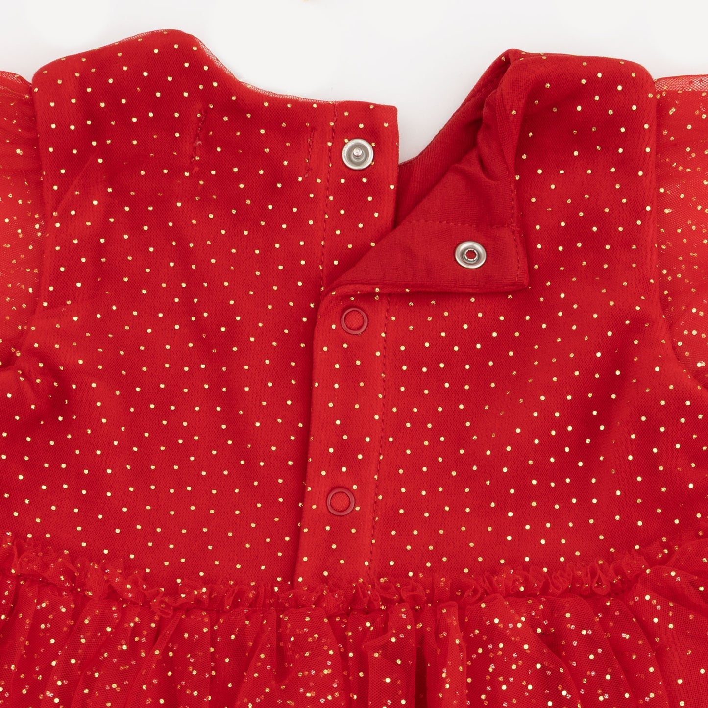Velour Holiday Red - Puff Sleeve Dress with Tulle Overlay and Bloomer (up to 4T)