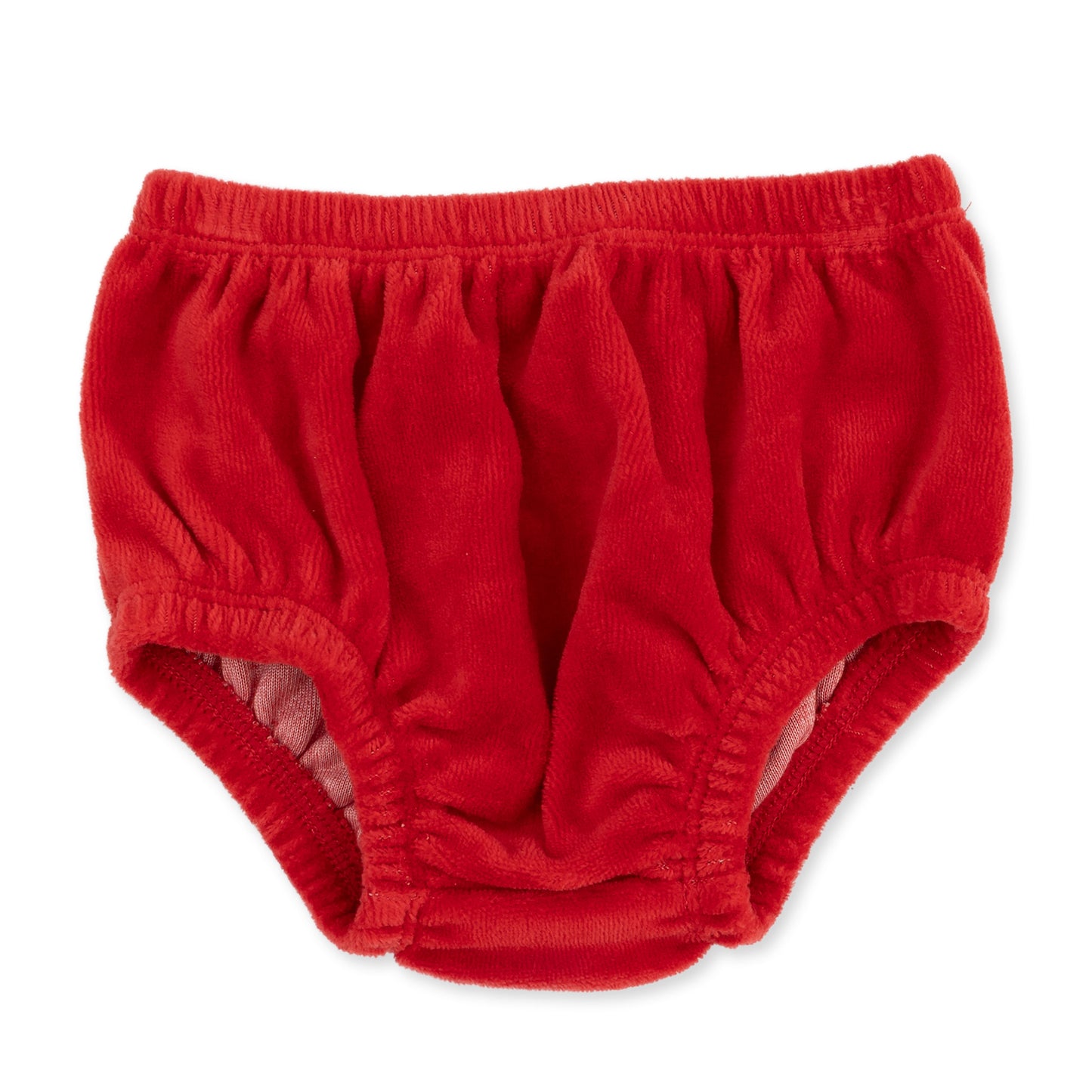 Velour Holiday Red - Puff Sleeve Dress with Tulle Overlay and Bloomer (up to 4T)