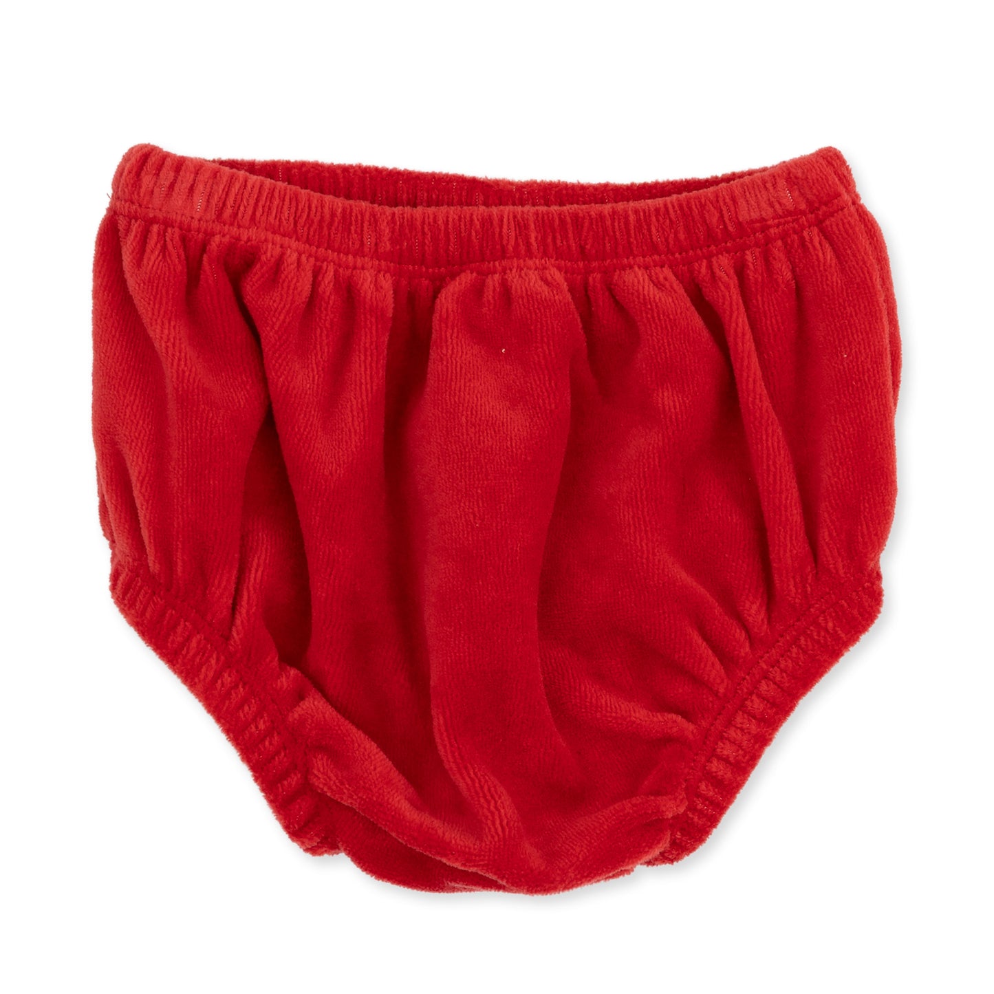 Velour Holiday Red - Puff Sleeve Dress with Tulle Overlay and Bloomer (up to 4T)
