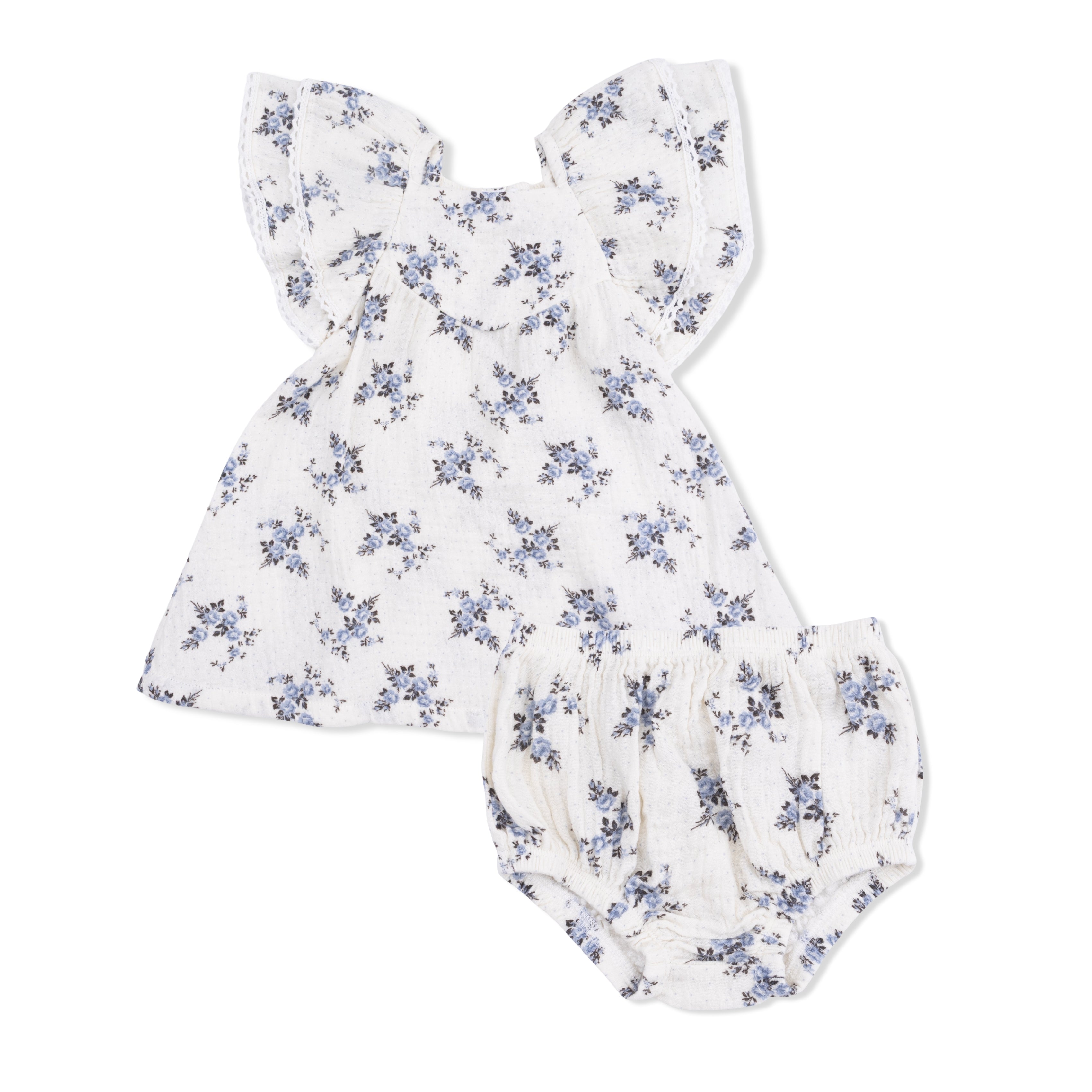 Belle Rosette Dot - V-Neck Dress and Bloomer-Angel Dear
