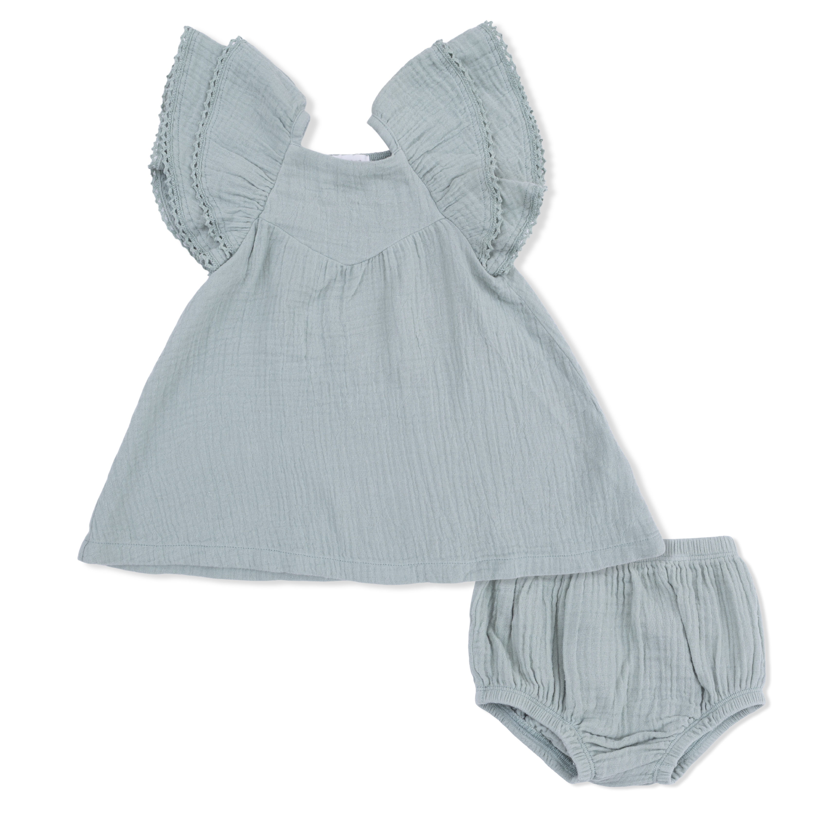 Solid Muslin Jadeite - V-Neck Dress and Bloomer-Angel Dear