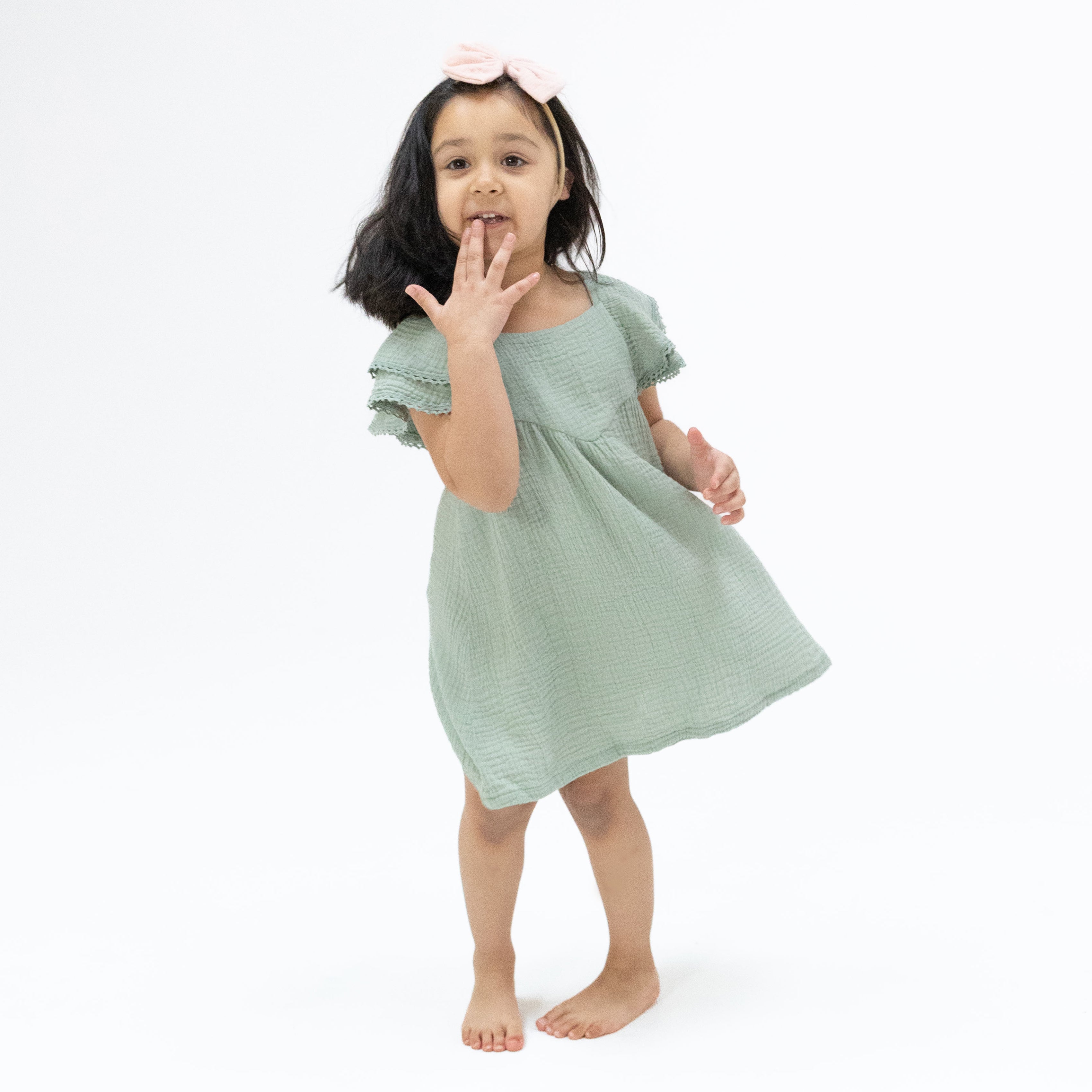 Solid Muslin Jadeite - V-Neck Dress and Bloomer-Angel Dear