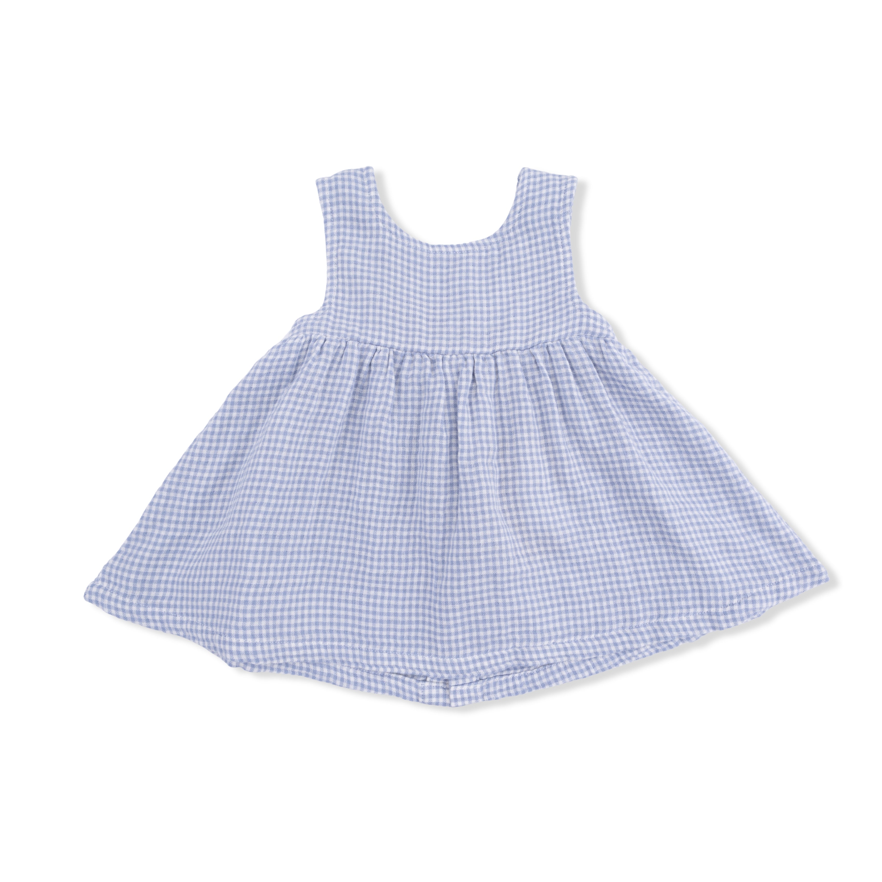 Micro Gingham Blue Blizzard - Infant Dress with Bow and Bloomer-Angel Dear