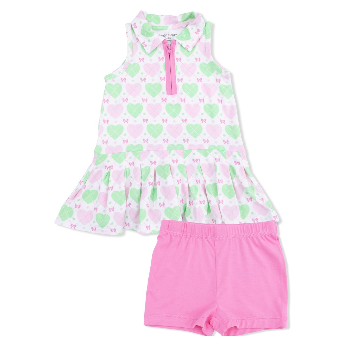 Heart Argyle - Polo Tennis Dress with Cartwheel Short-Angel Dear