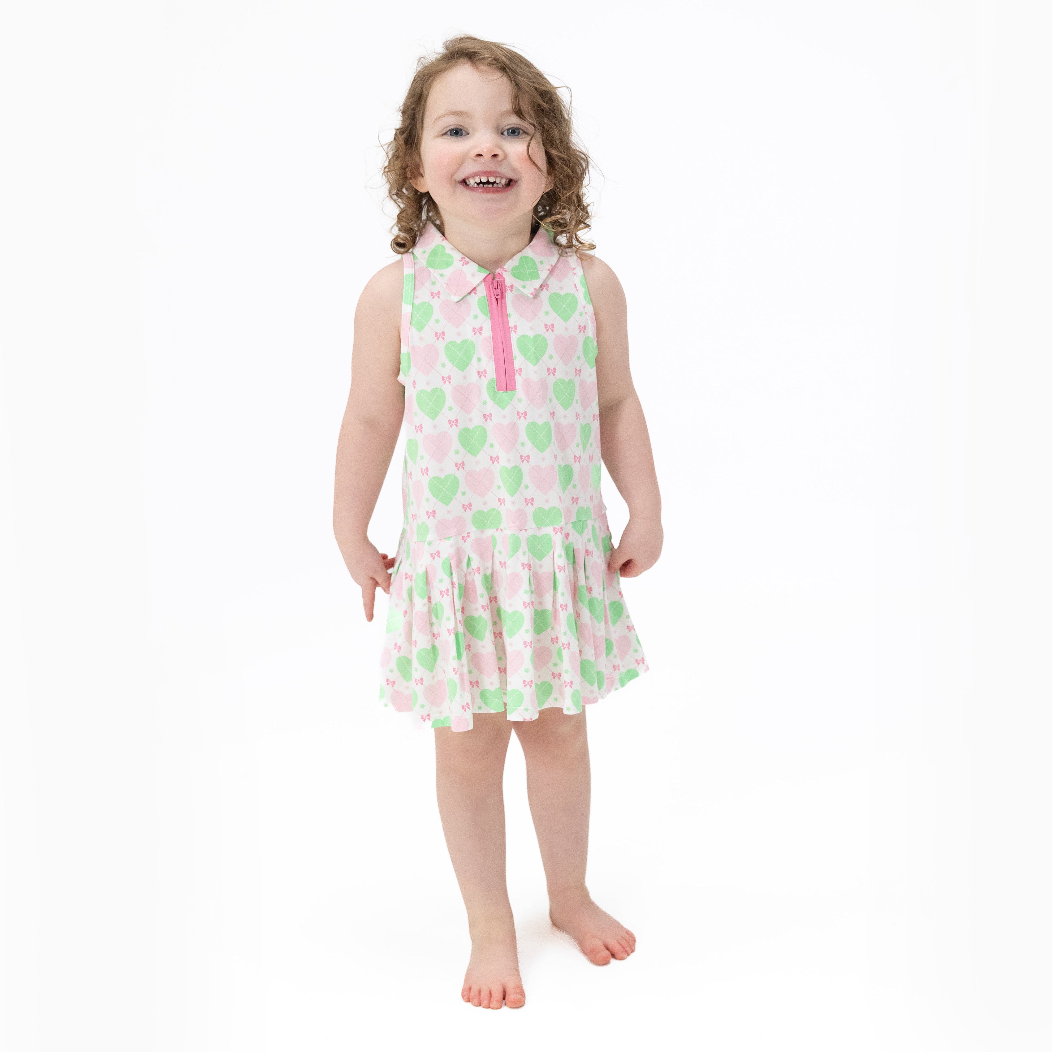 Heart Argyle - Polo Tennis Dress with Cartwheel Short-Angel Dear