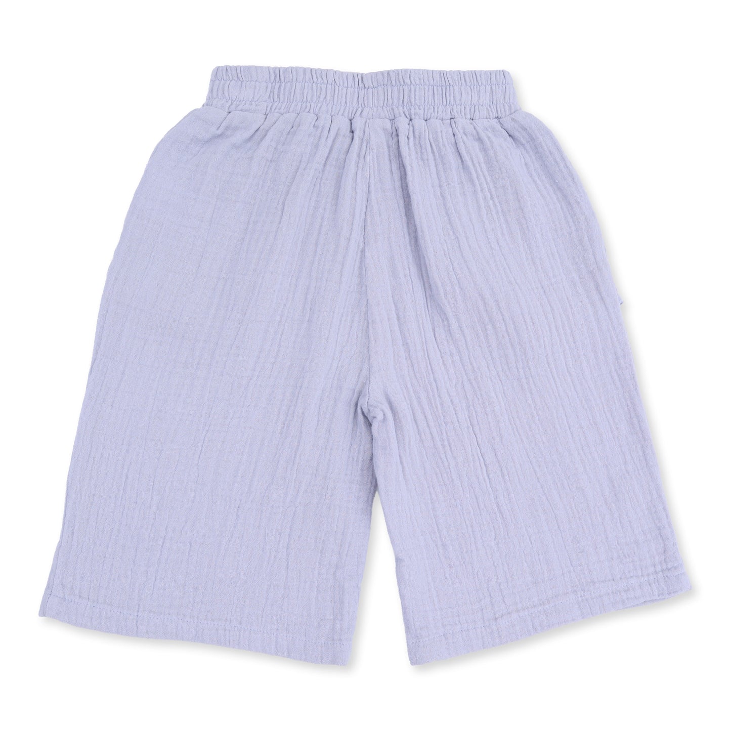 Solid Muslin Zen Blue - Wide Leg Pant with Ruffle Pocket