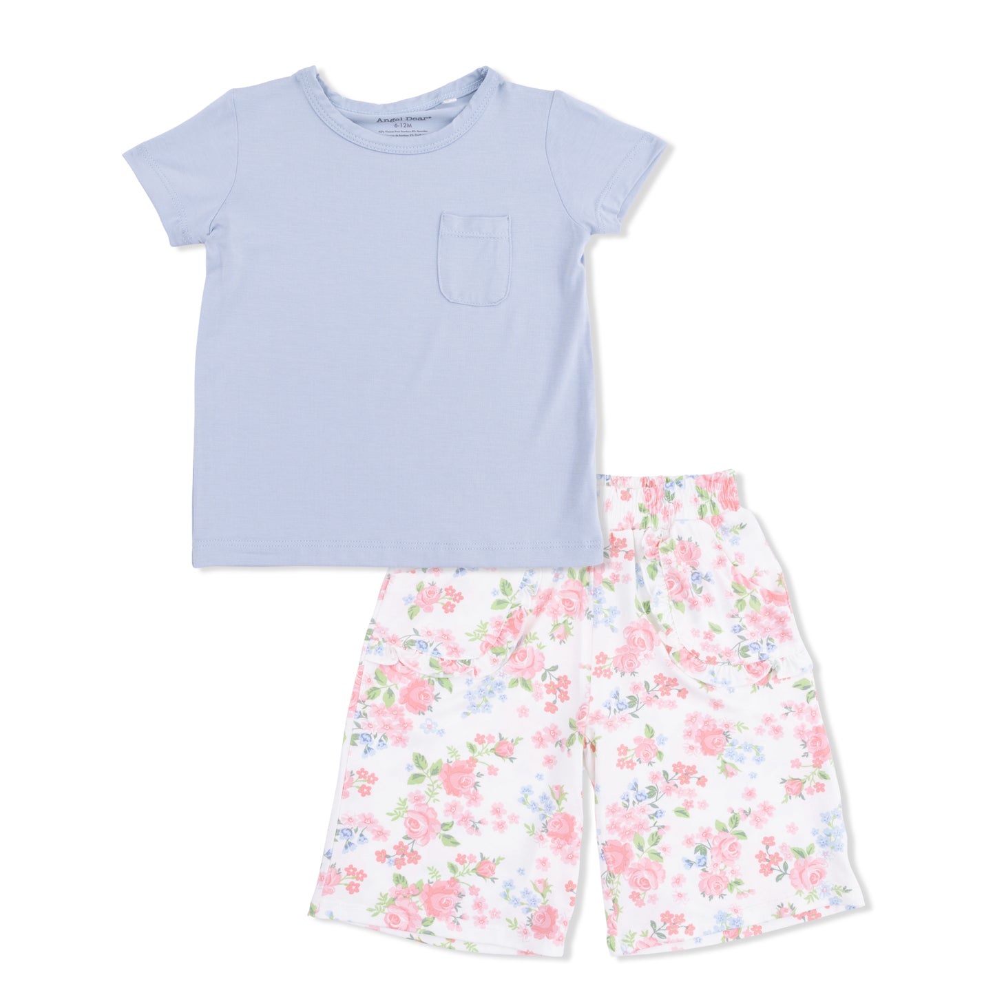 Cute Little Roses - Short Sleeve Shirt with Wide Leg Pant-Angel Dear