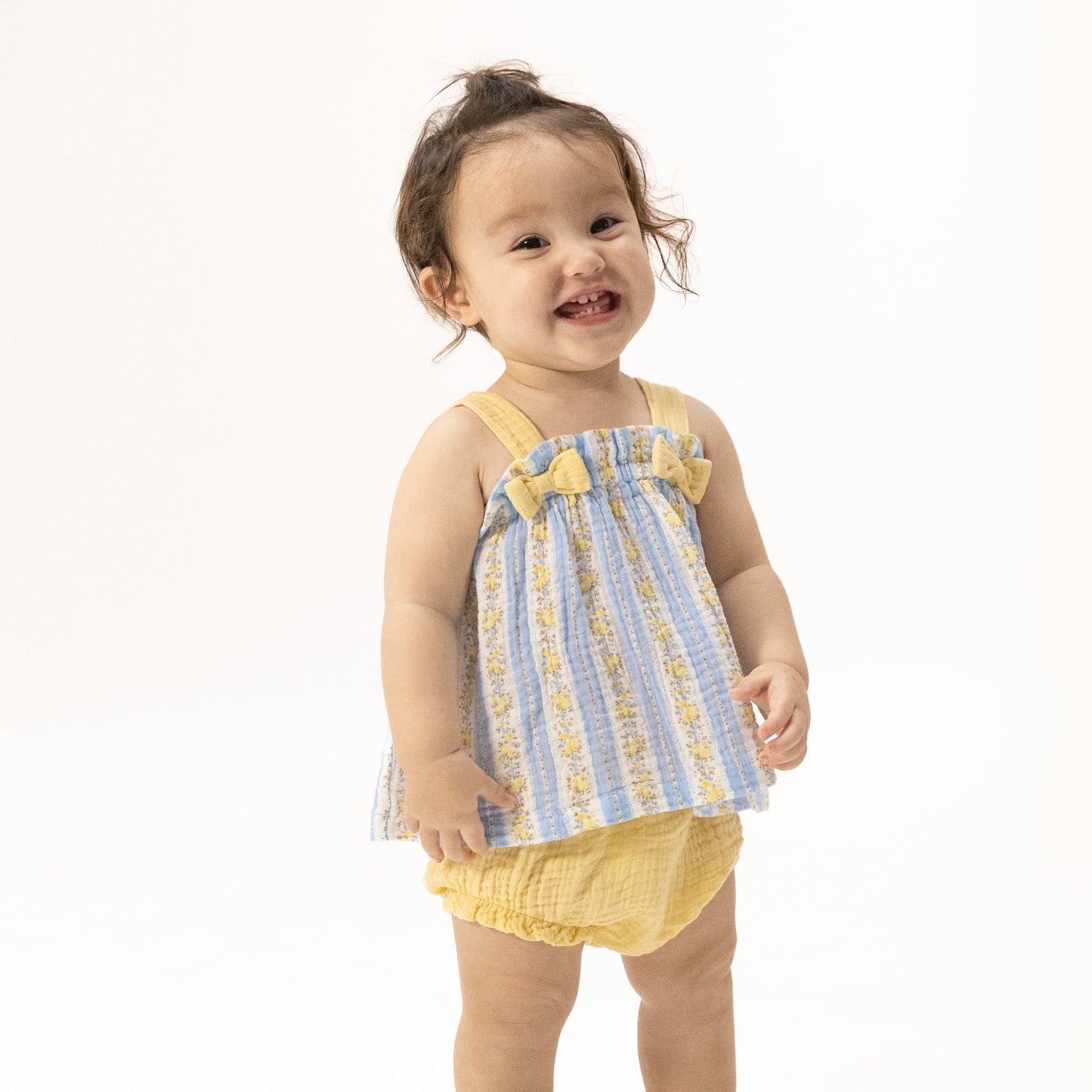 Odalys Floral Stripe - Top with Bows and Ruffle Leg Bloomer-Angel Dear