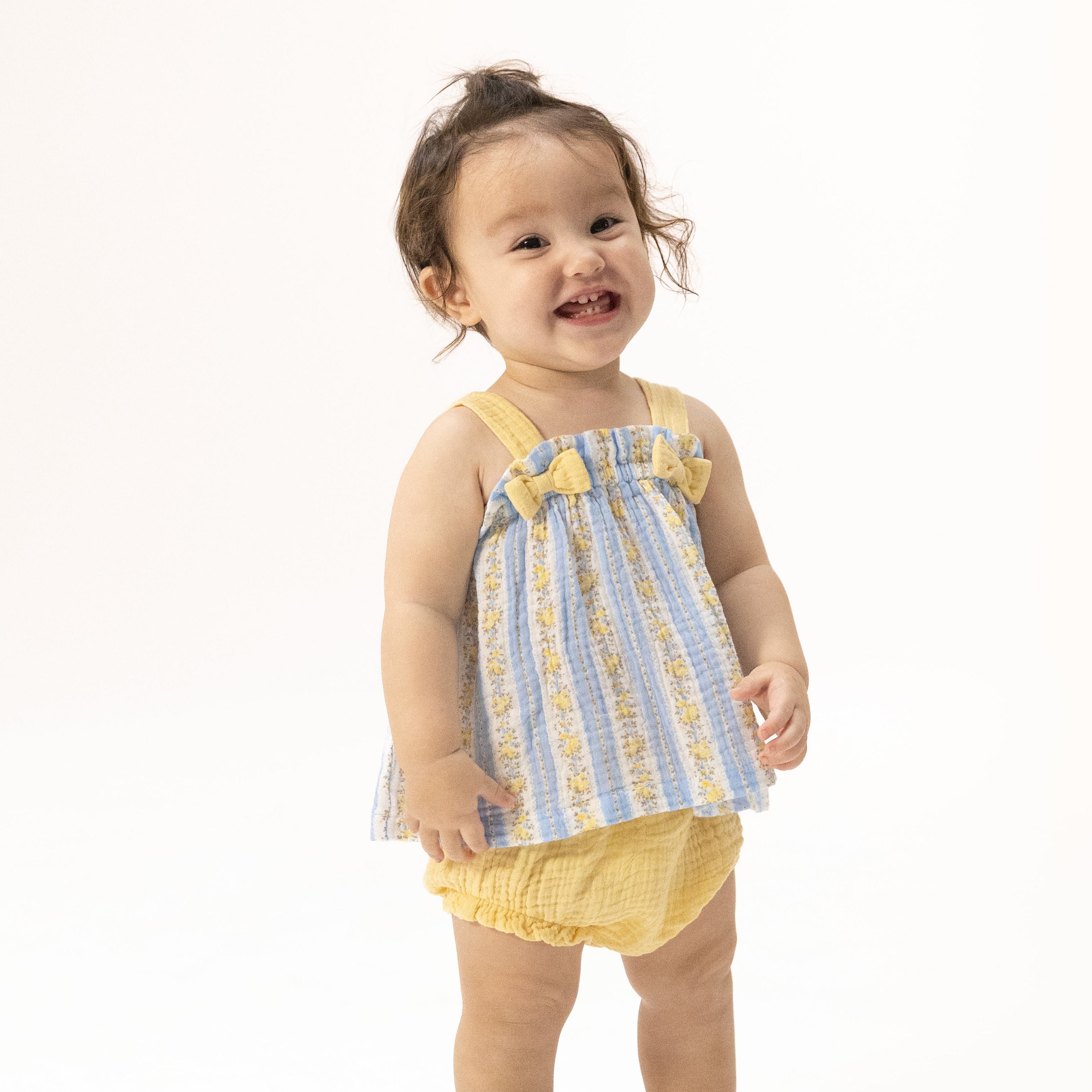 Odalys Floral Stripe - Top with Bows and Ruffle Leg Bloomer-Angel Dear