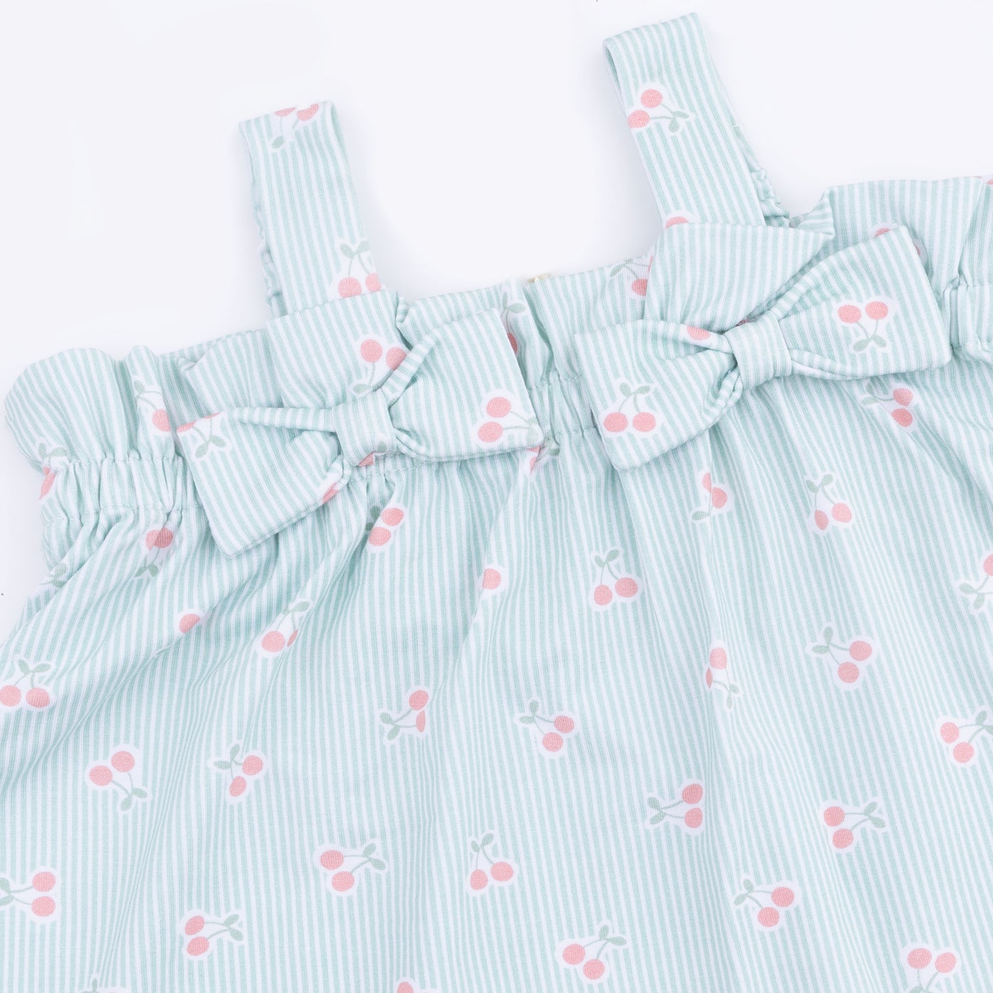 Tiny Cherry Stripe - Top with Bows and Ruffle Leg Bloomer