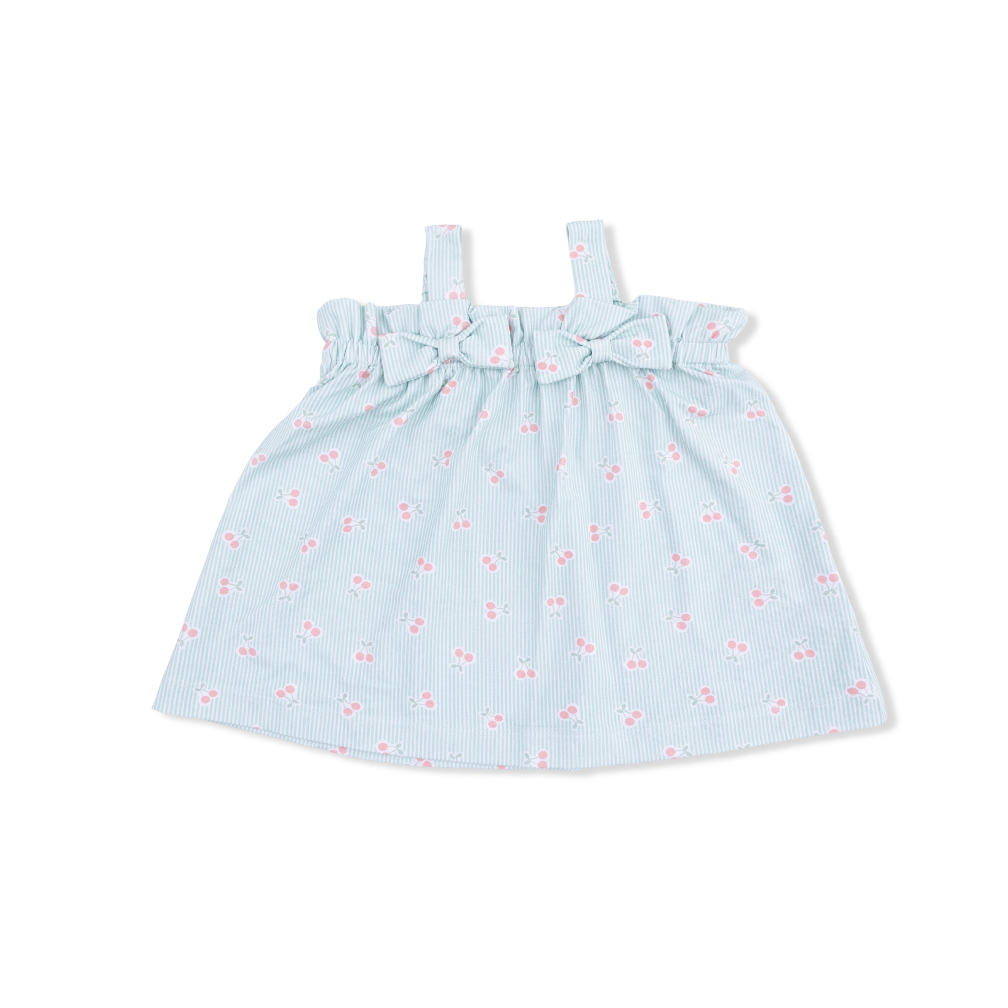 Tiny Cherry Stripe - Top with Bows and Ruffle Leg Bloomer-Angel Dear