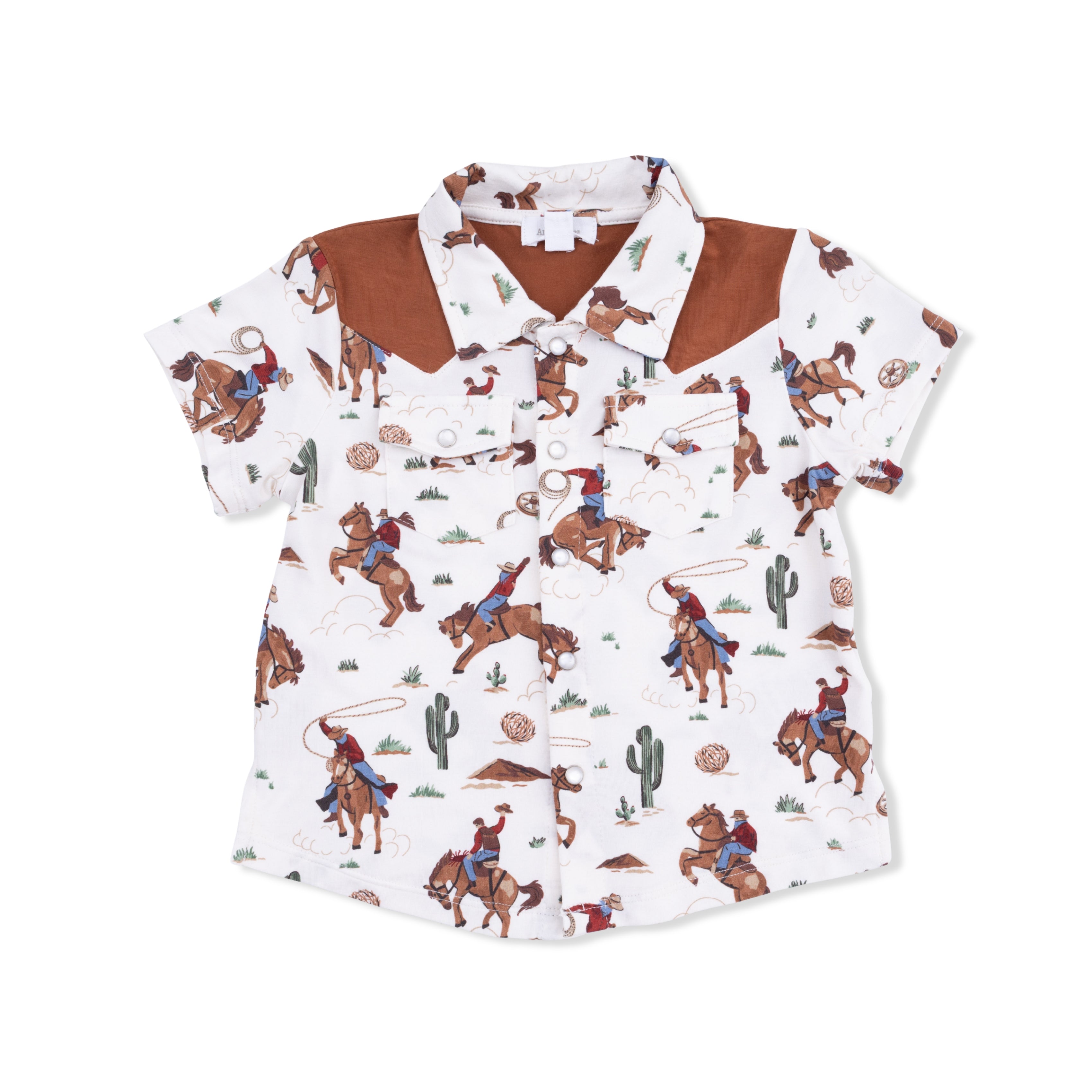 Buckaroo Western - Short Sleeve Western Pearl Snap Shirt with Casual Short-Angel Dear