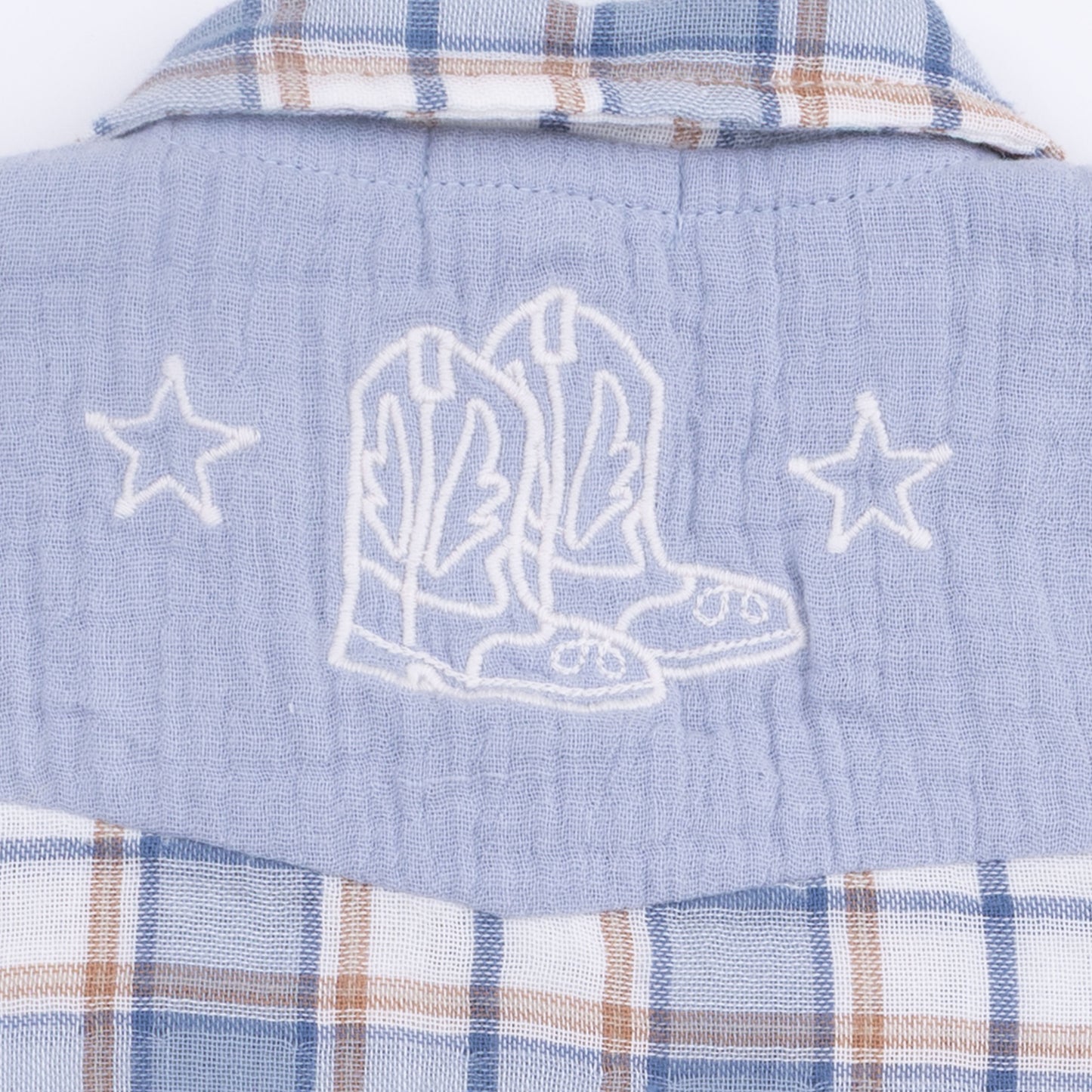 Western Boot Plaid - Short Sleeve Western Pearl Snap Shirt with Casual Short