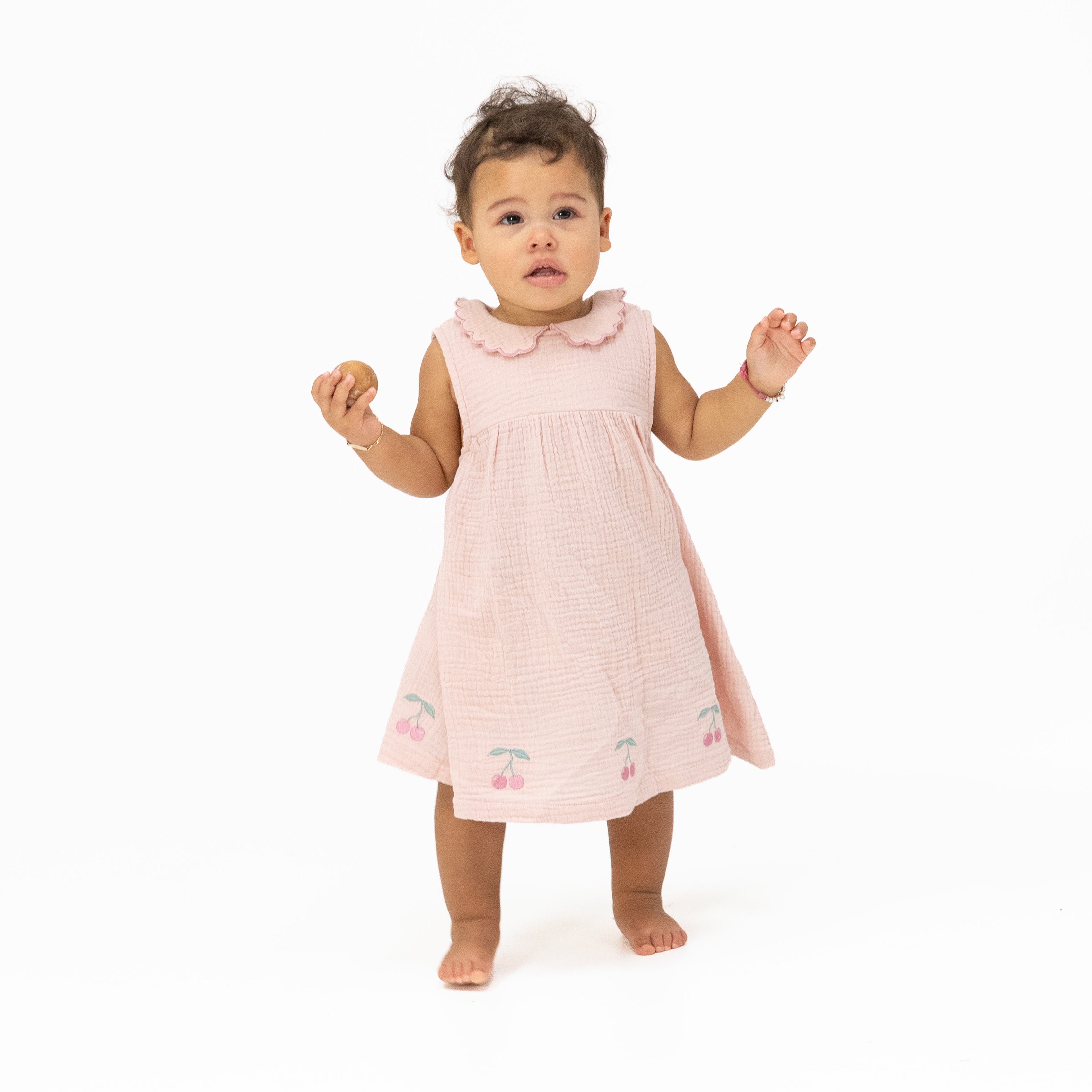 Solid Muslin Lotus - Petal Collar Dress Set-Angel Dear