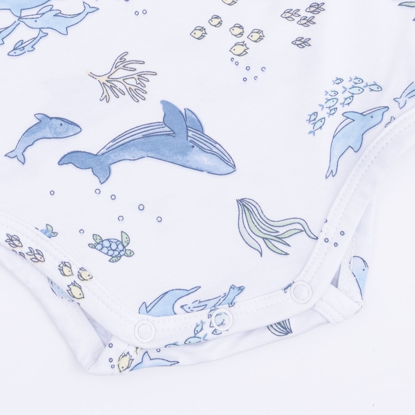 Watercolor Blue Whales - Short Sleeve Bodysuit-Angel Dear
