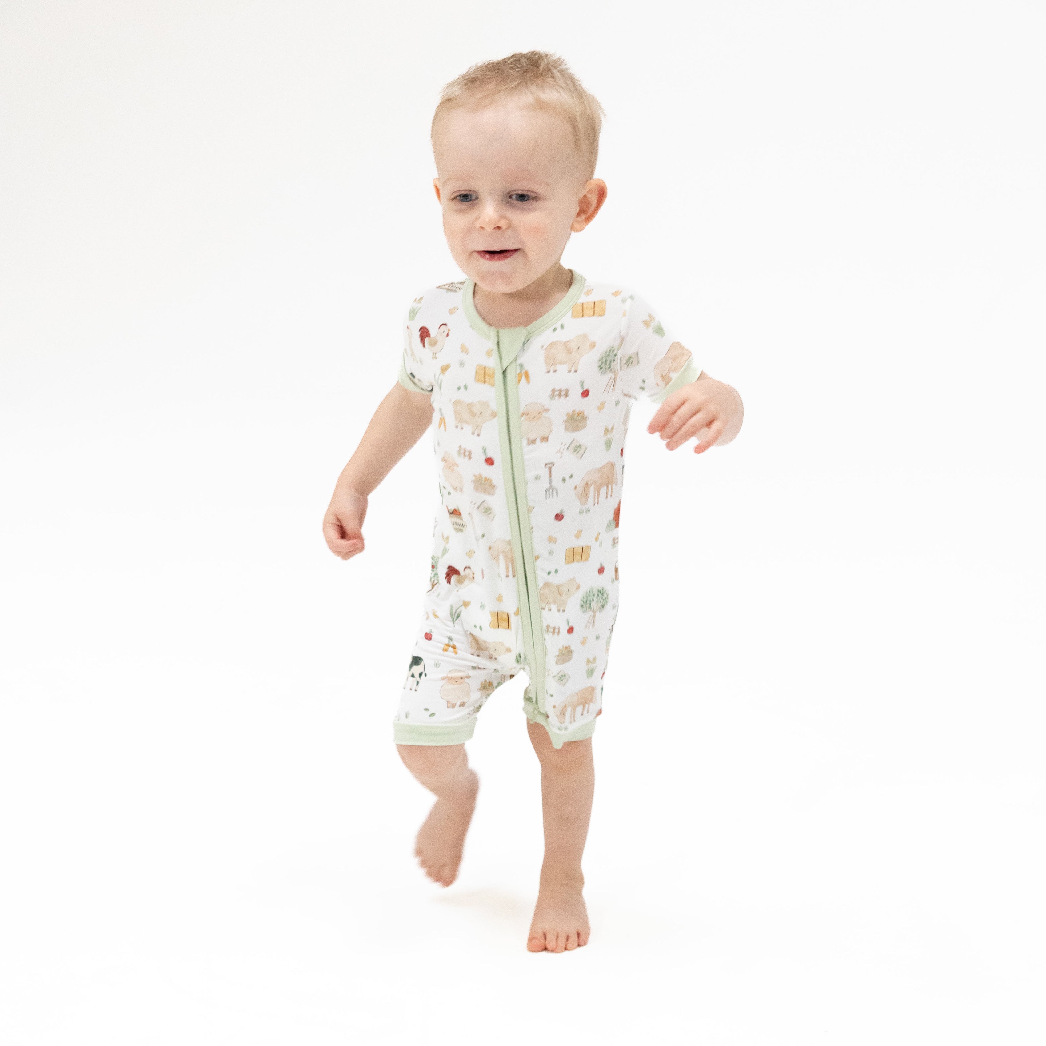 Cute Farm Animals Uni - Shortie 2 Way Zipper Romper-Angel Dear