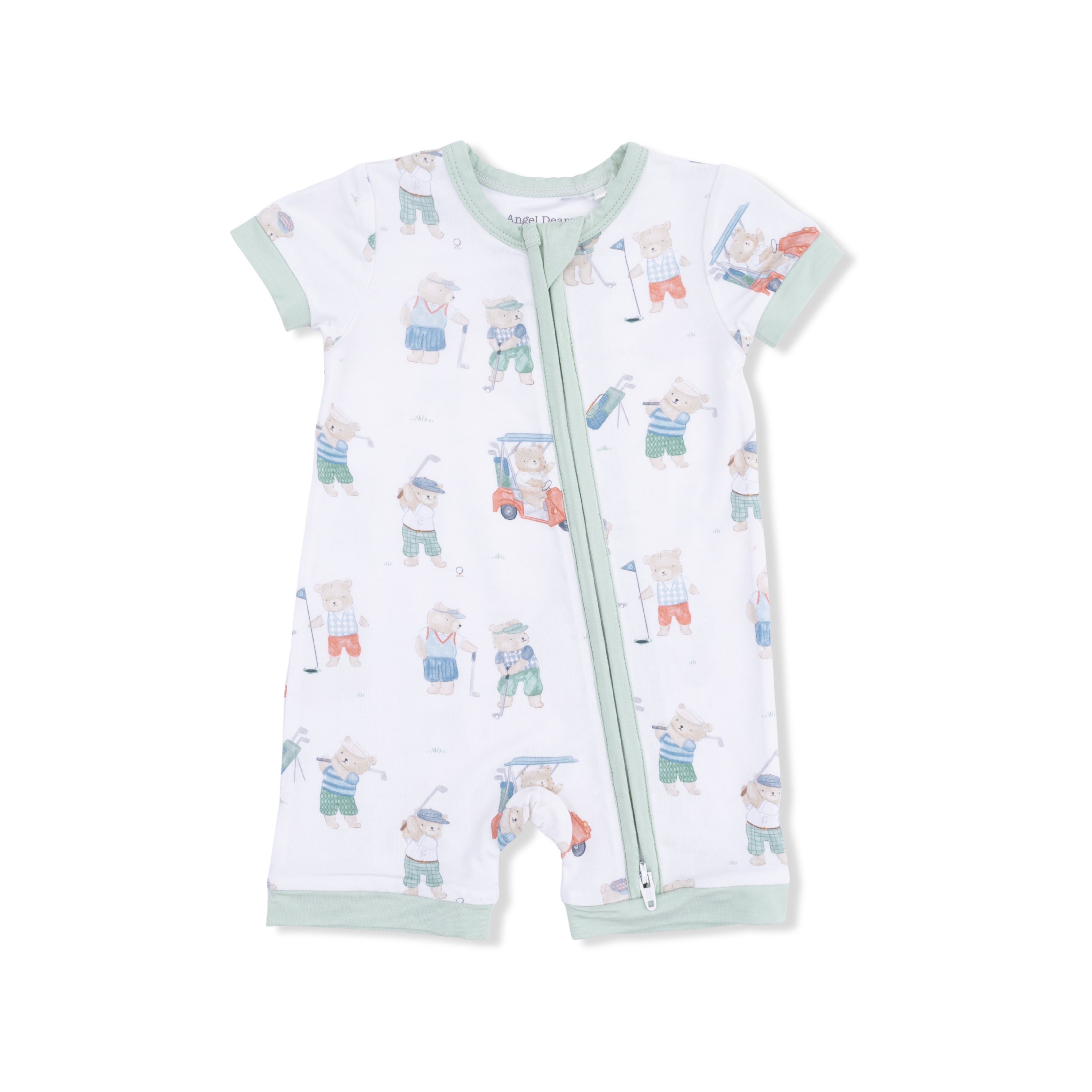 Golfing Teddy Bears - Shortie 2 Way Zipper Romper-Angel Dear