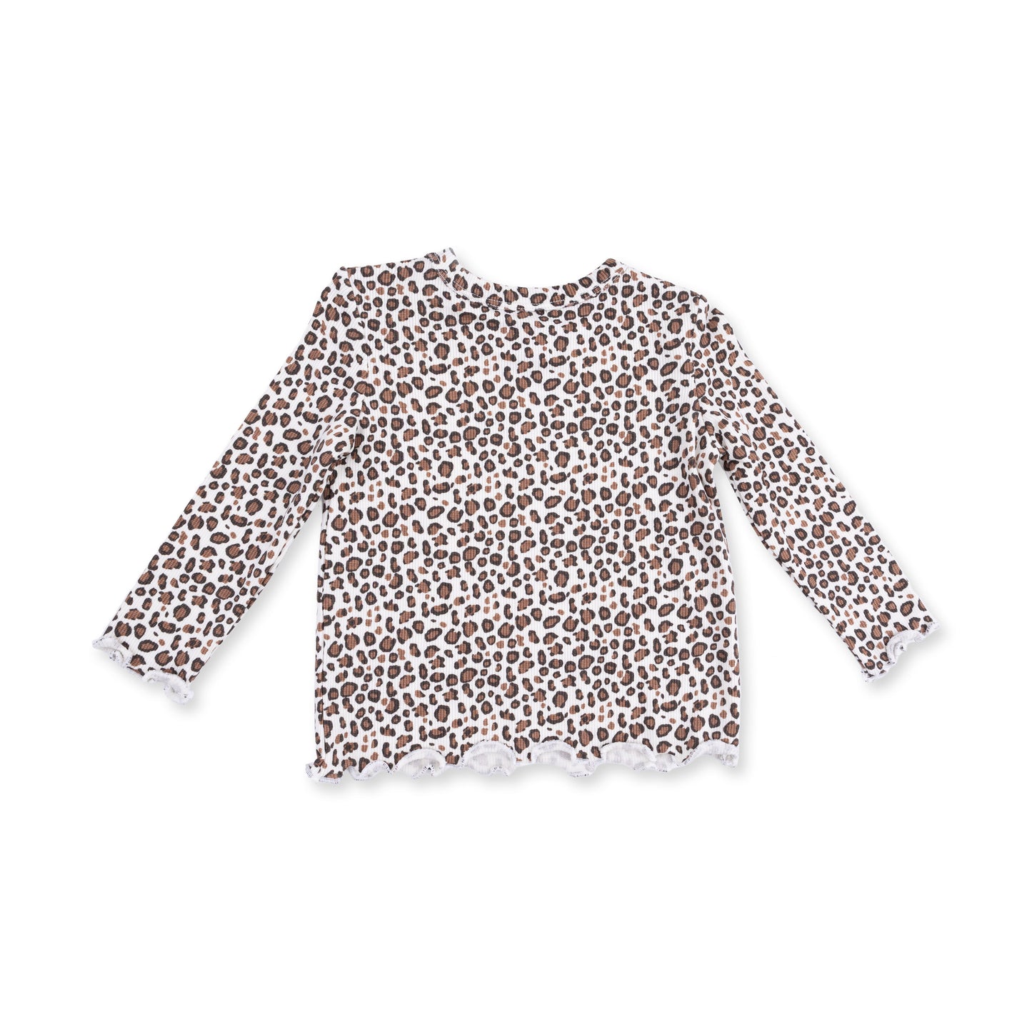 Leopard Rib - Long Sleeve Lettuce Edge Tunic Top