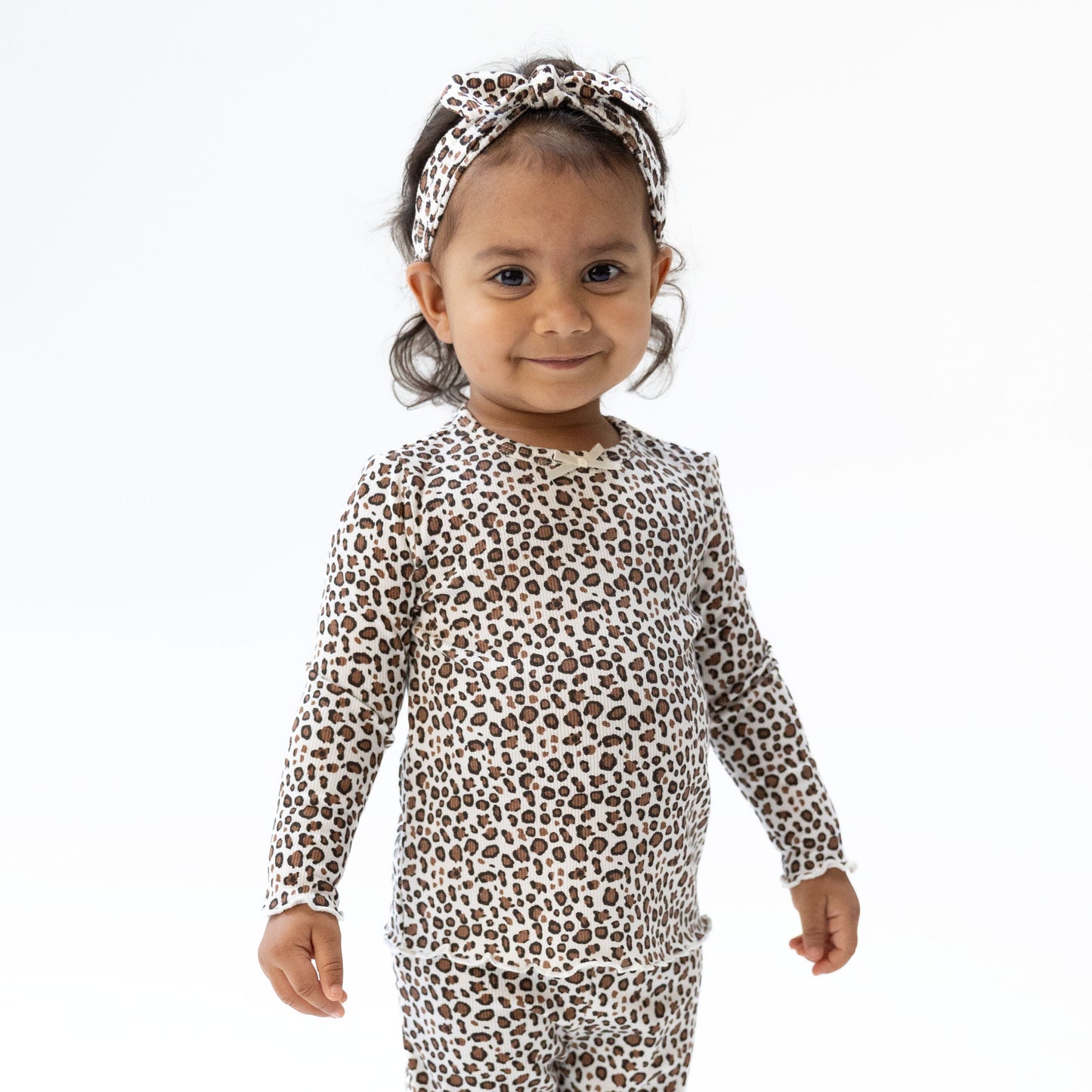 Leopard Rib - Long Sleeve Lettuce Edge Tunic Top