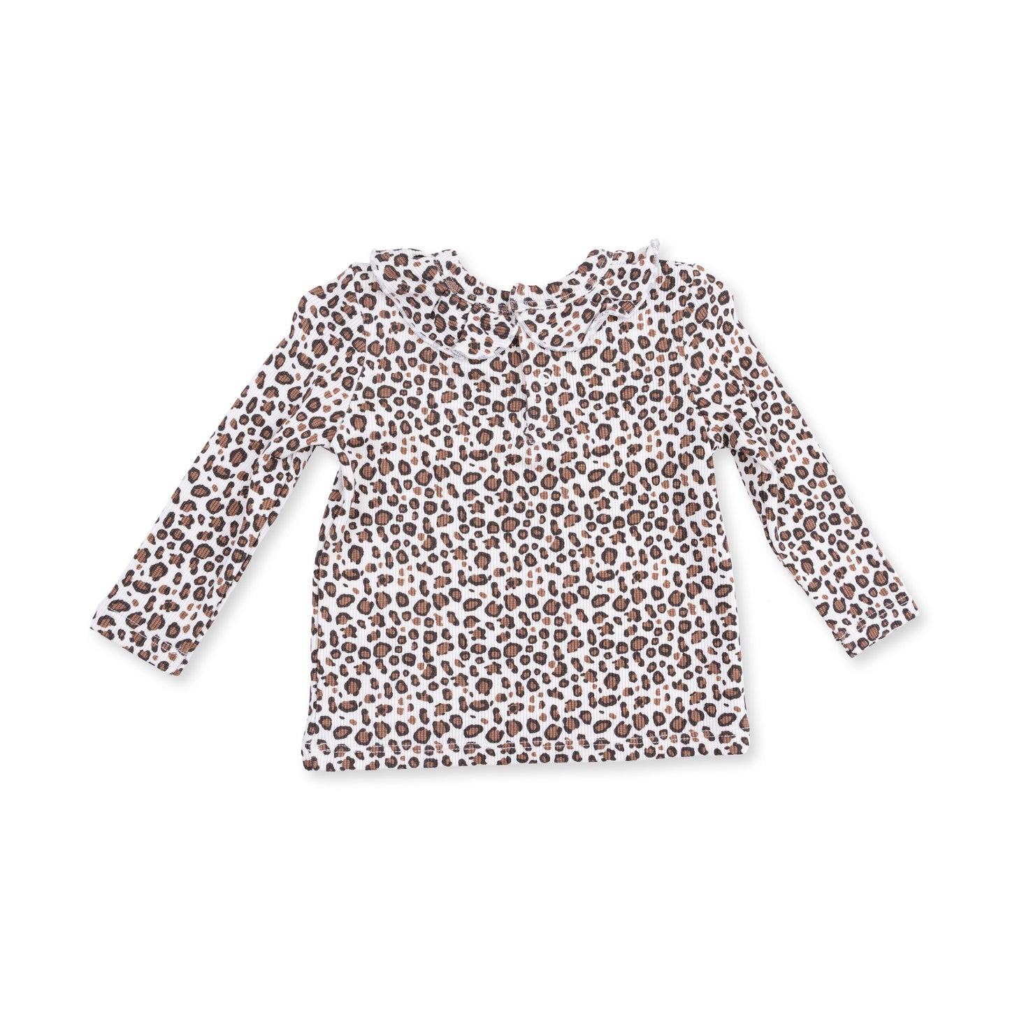 Leopard Rib - Long Sleeve Ruffle Top and Pant