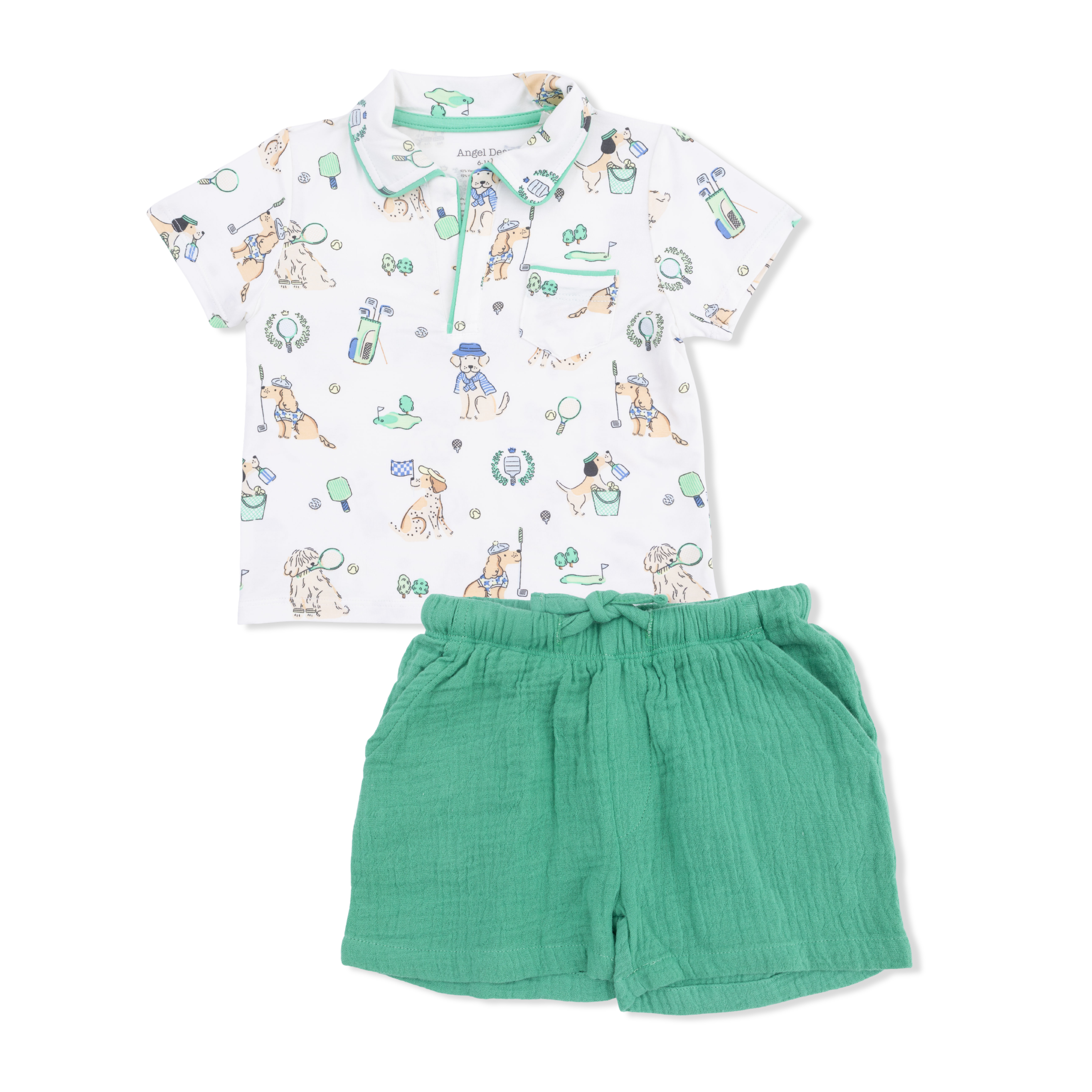 Country Club Dogs Neutral - Polo with Casual Short-Angel Dear