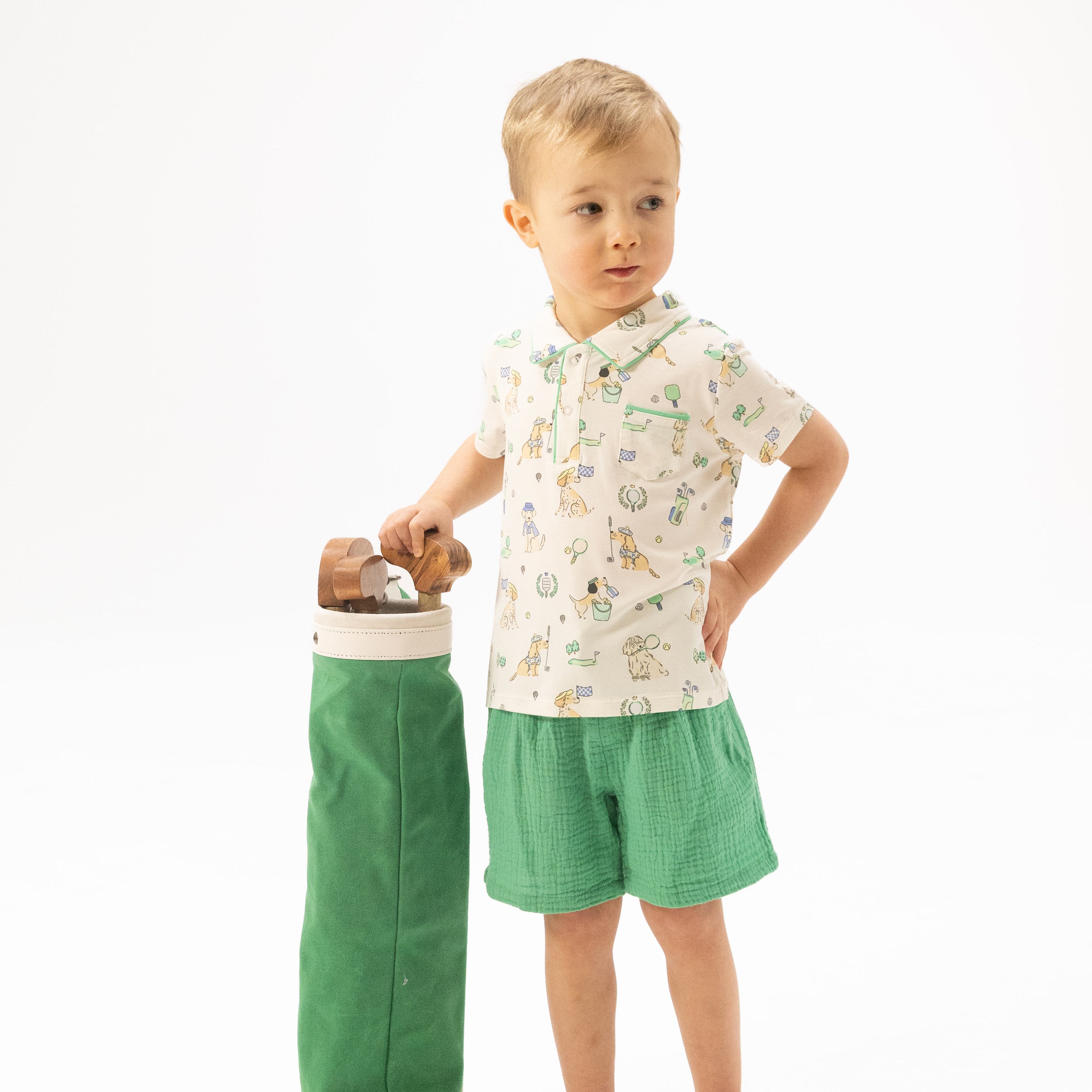 Country Club Dogs Neutral - Polo with Casual Short-Angel Dear